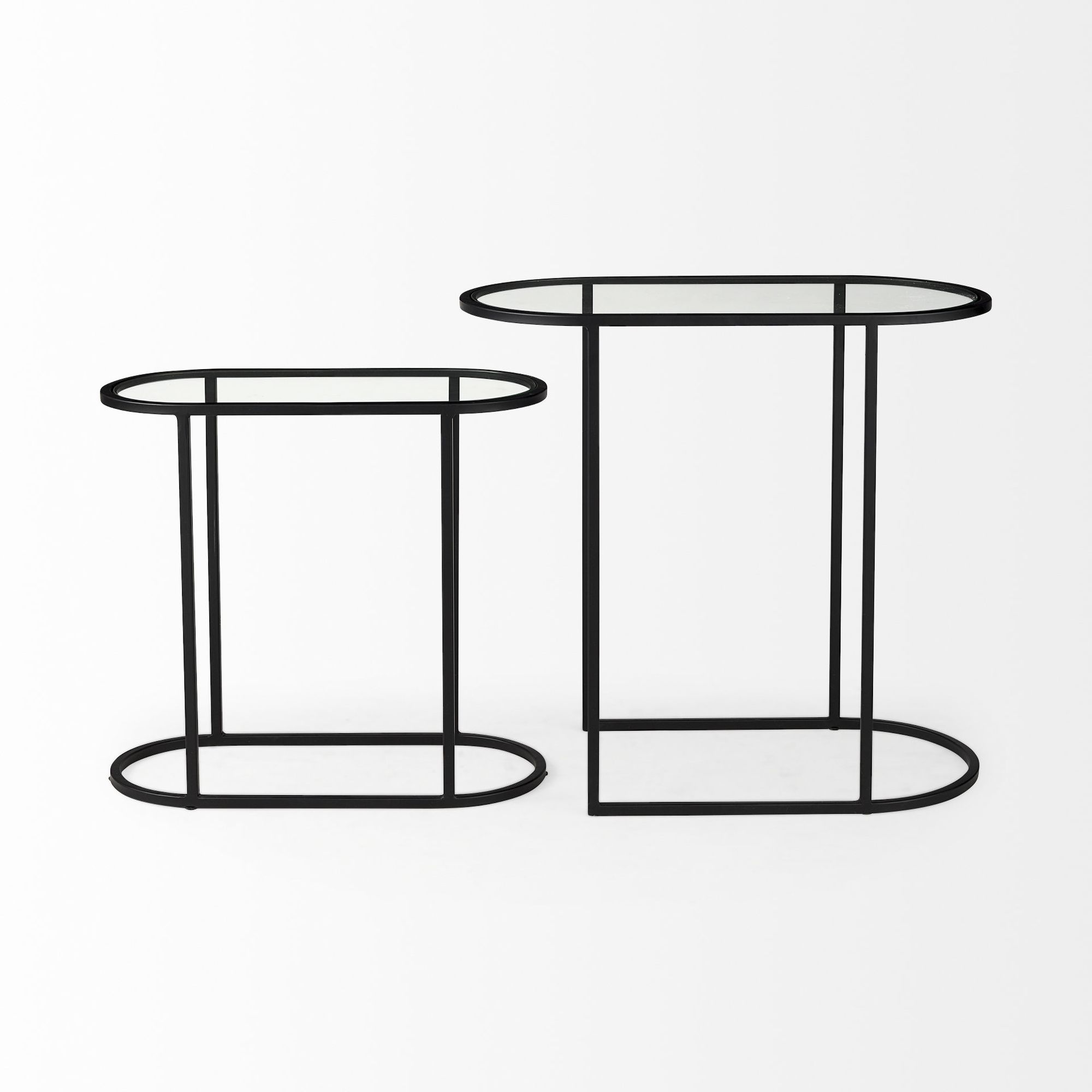 Mercana Celine Accent Table (Set of 2) - Black/Silver, Metal/Glass