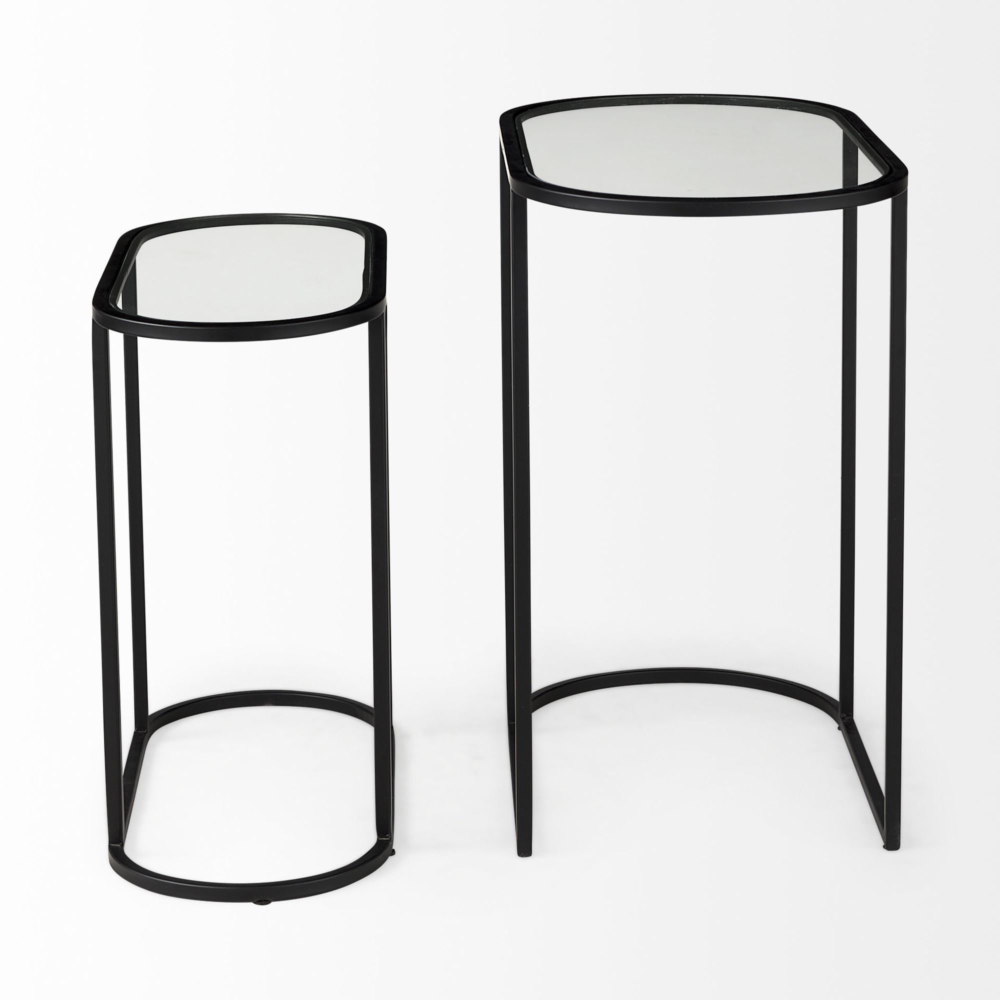 Mercana Celine Accent Table (Set of 2) - Black/Silver, Metal/Glass