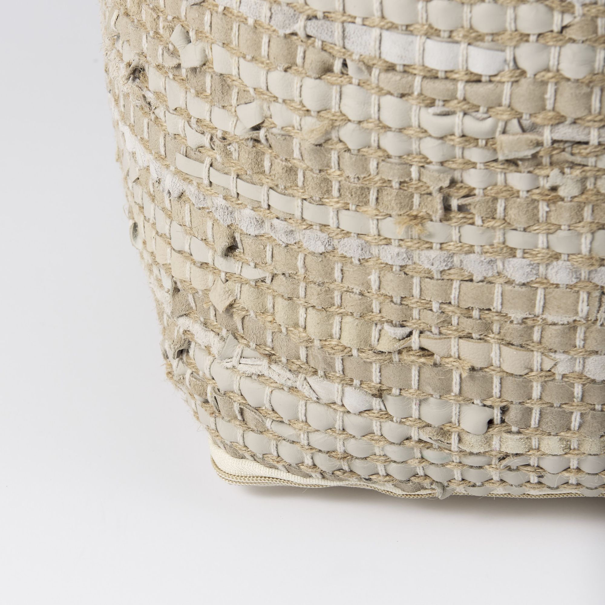 Mercana Aalia Pouf - Beige, Leather/Jute Fiber