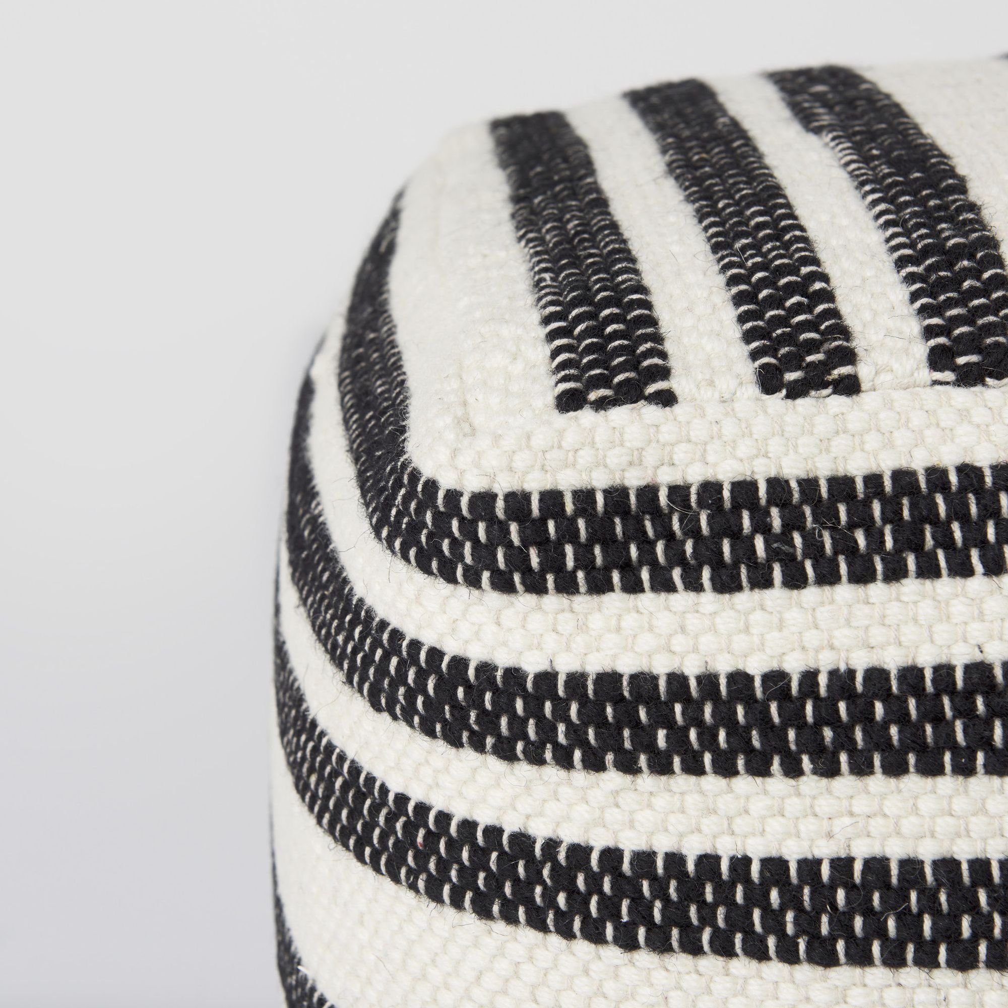 Mercana - Aanya Black/White striped Wool and Cotton Pouf