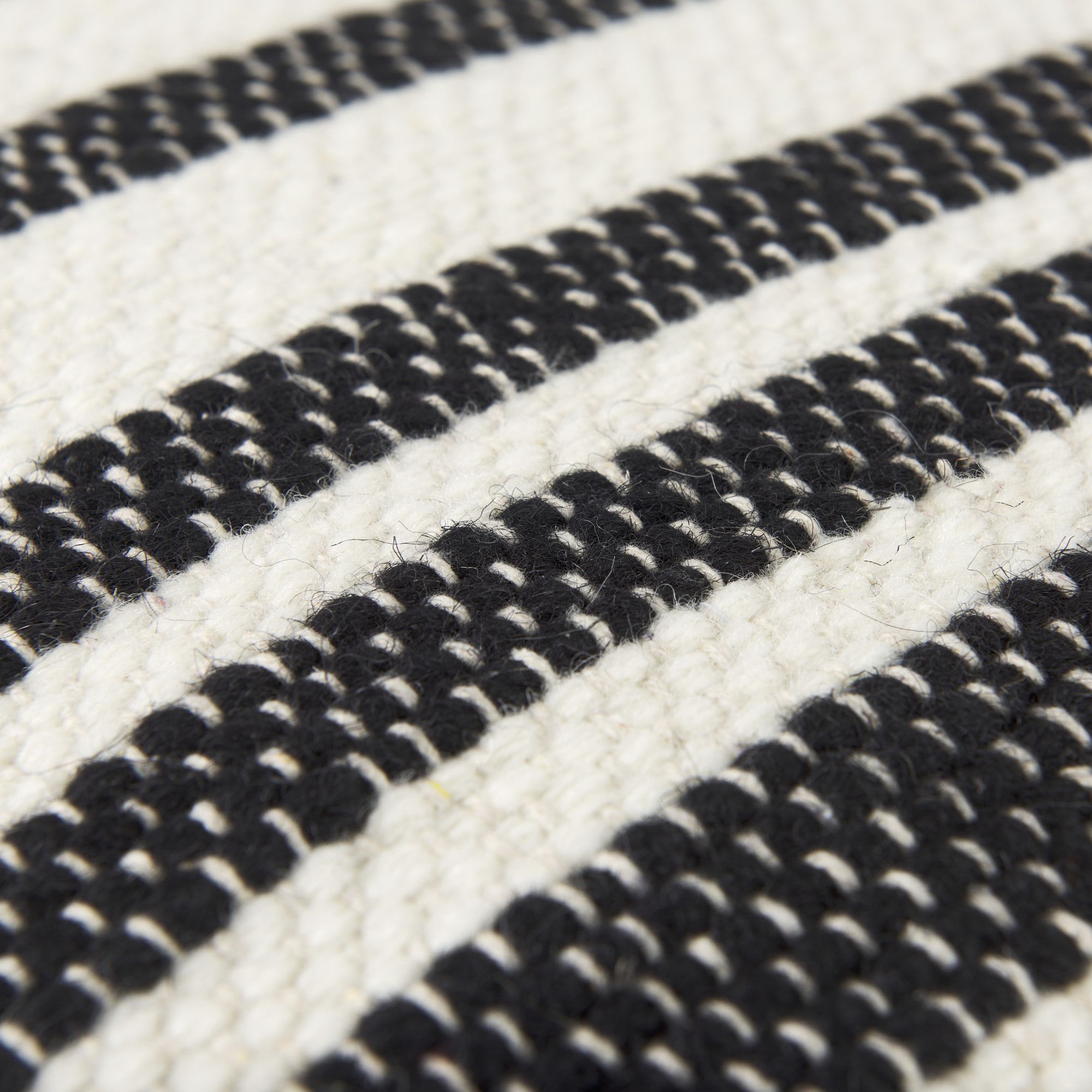 Mercana - Aanya Black/White striped Wool and Cotton Pouf