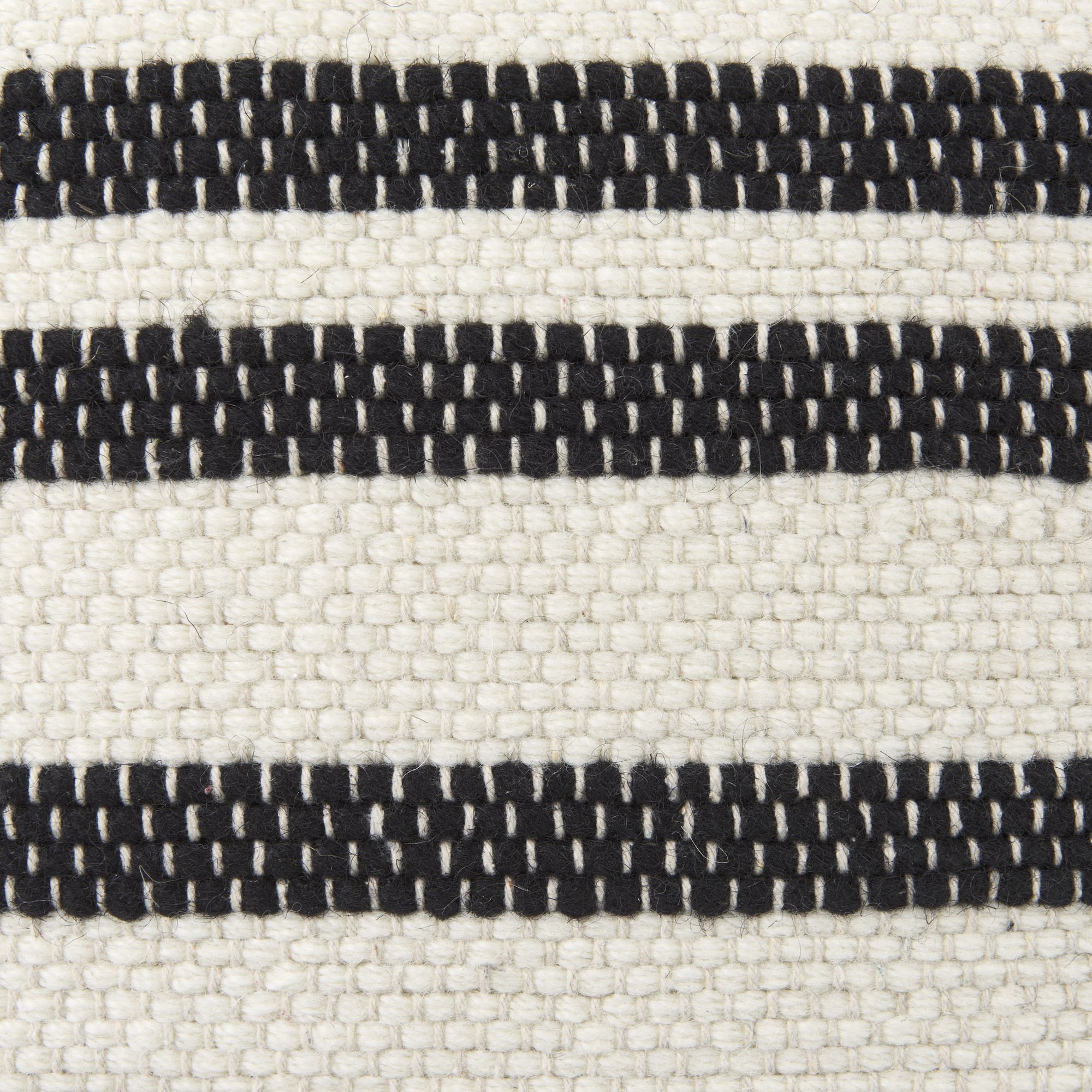 Mercana - Aanya Black/White striped Wool and Cotton Pouf