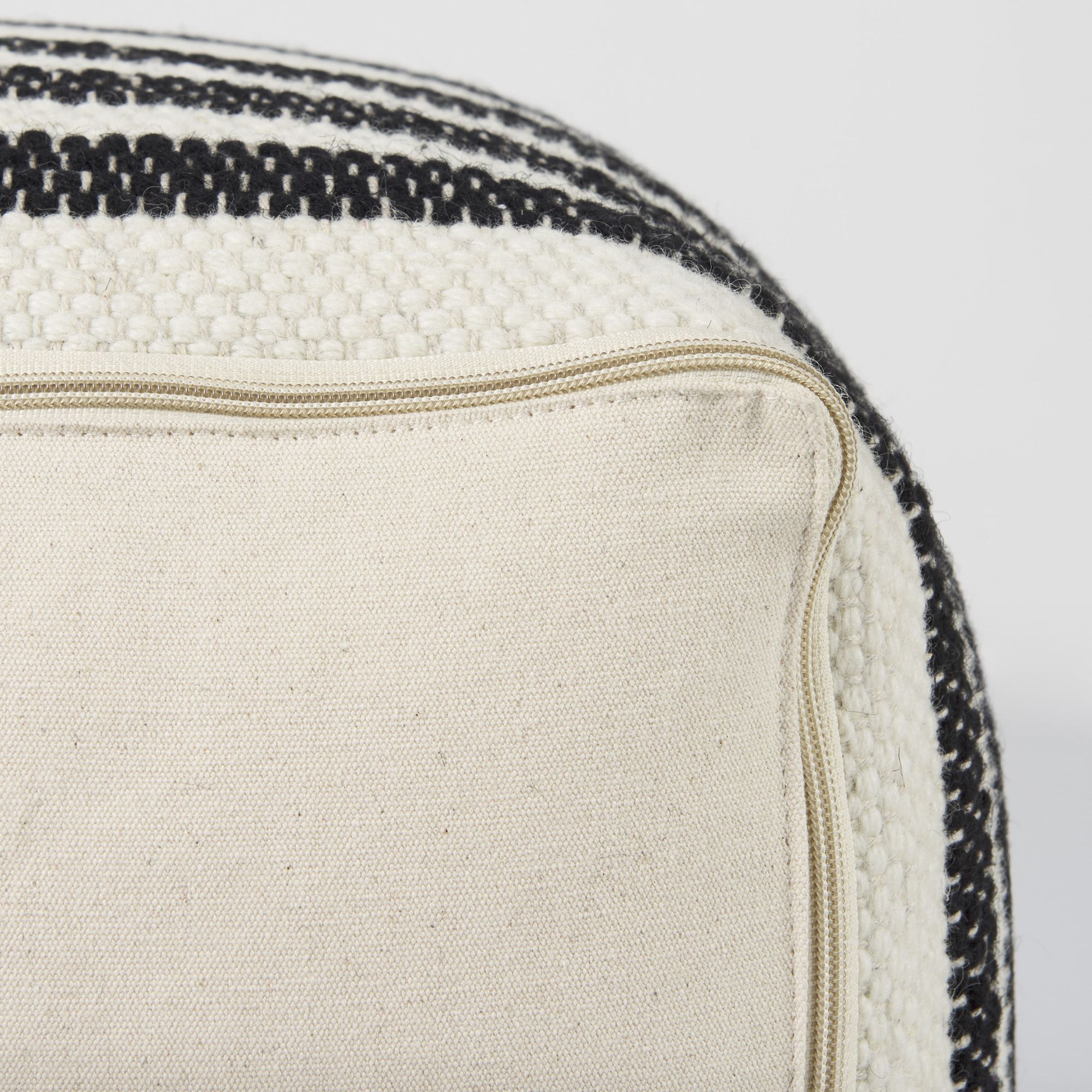 Mercana - Aanya Black/White striped Wool and Cotton Pouf