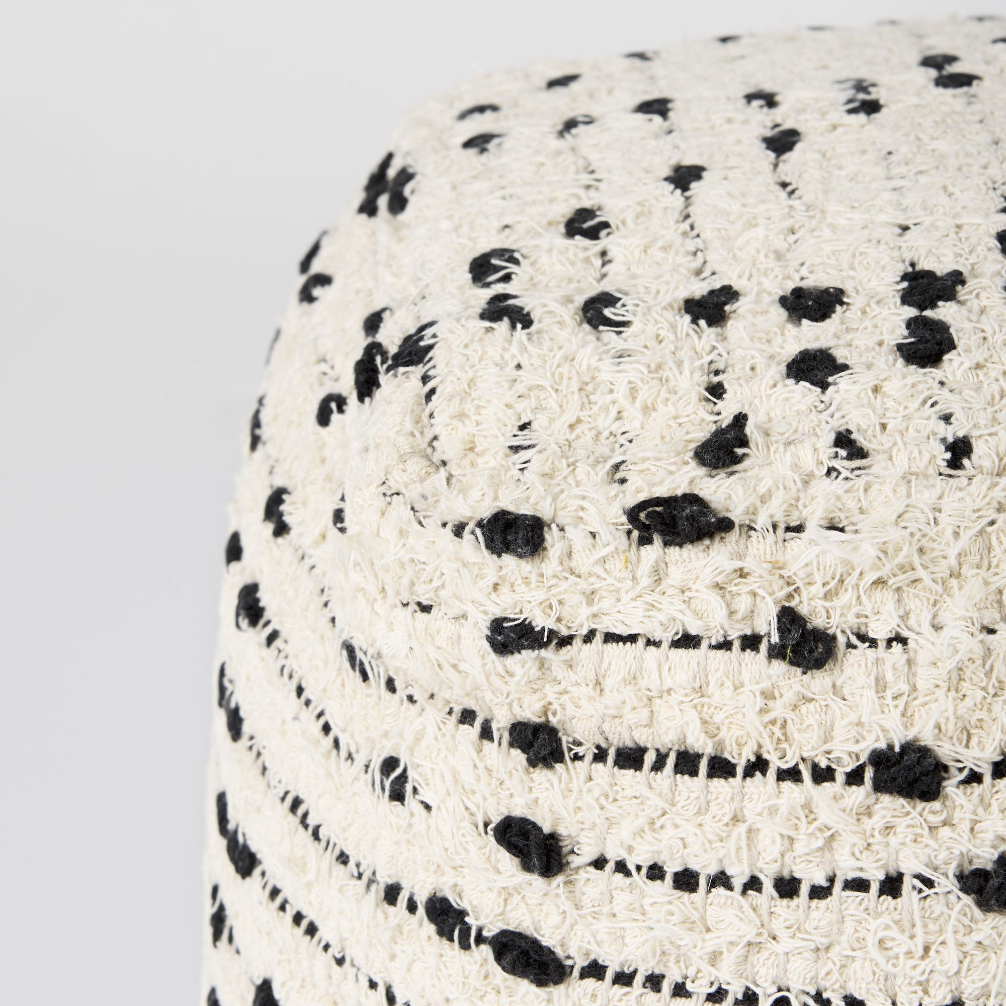 Mercana - Aarohi Cream/Black Cotton Patterned Pouf