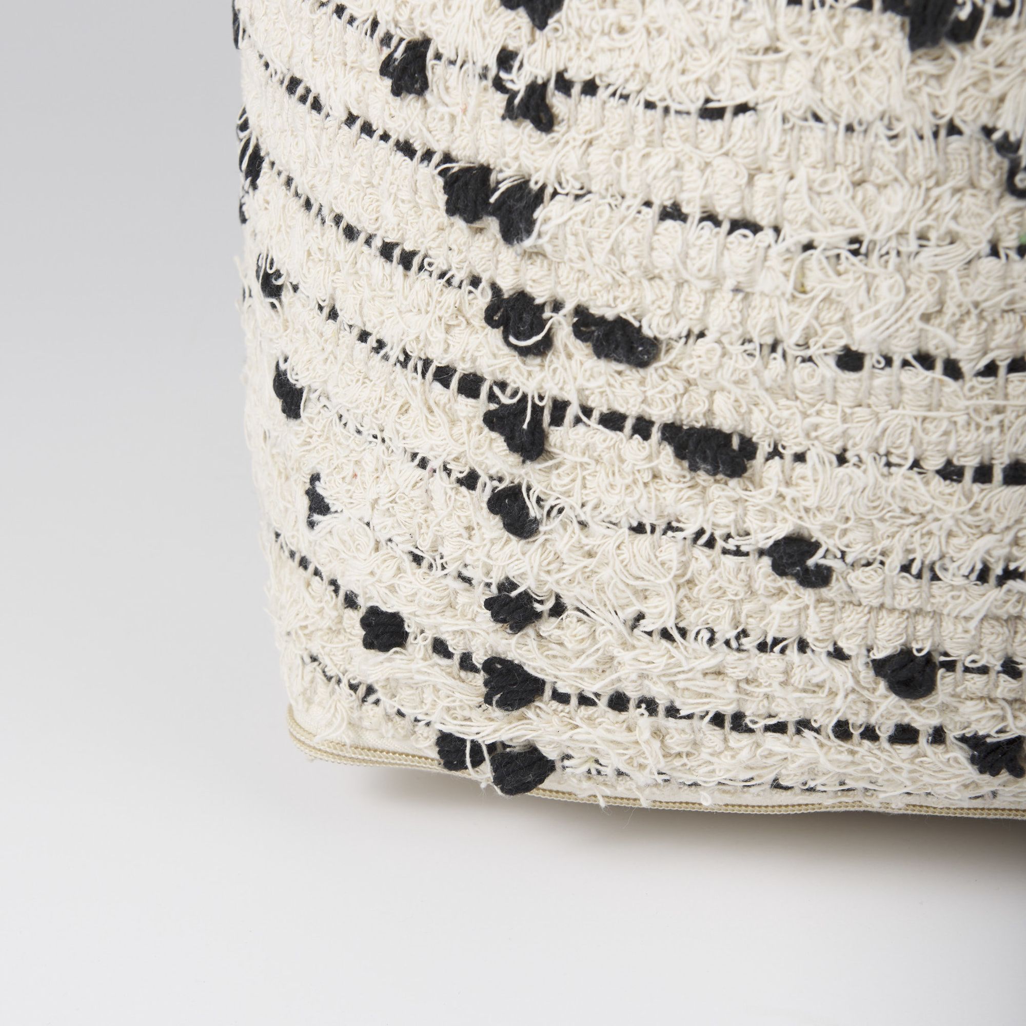 Mercana - Aarohi Cream/Black Cotton Patterned Pouf