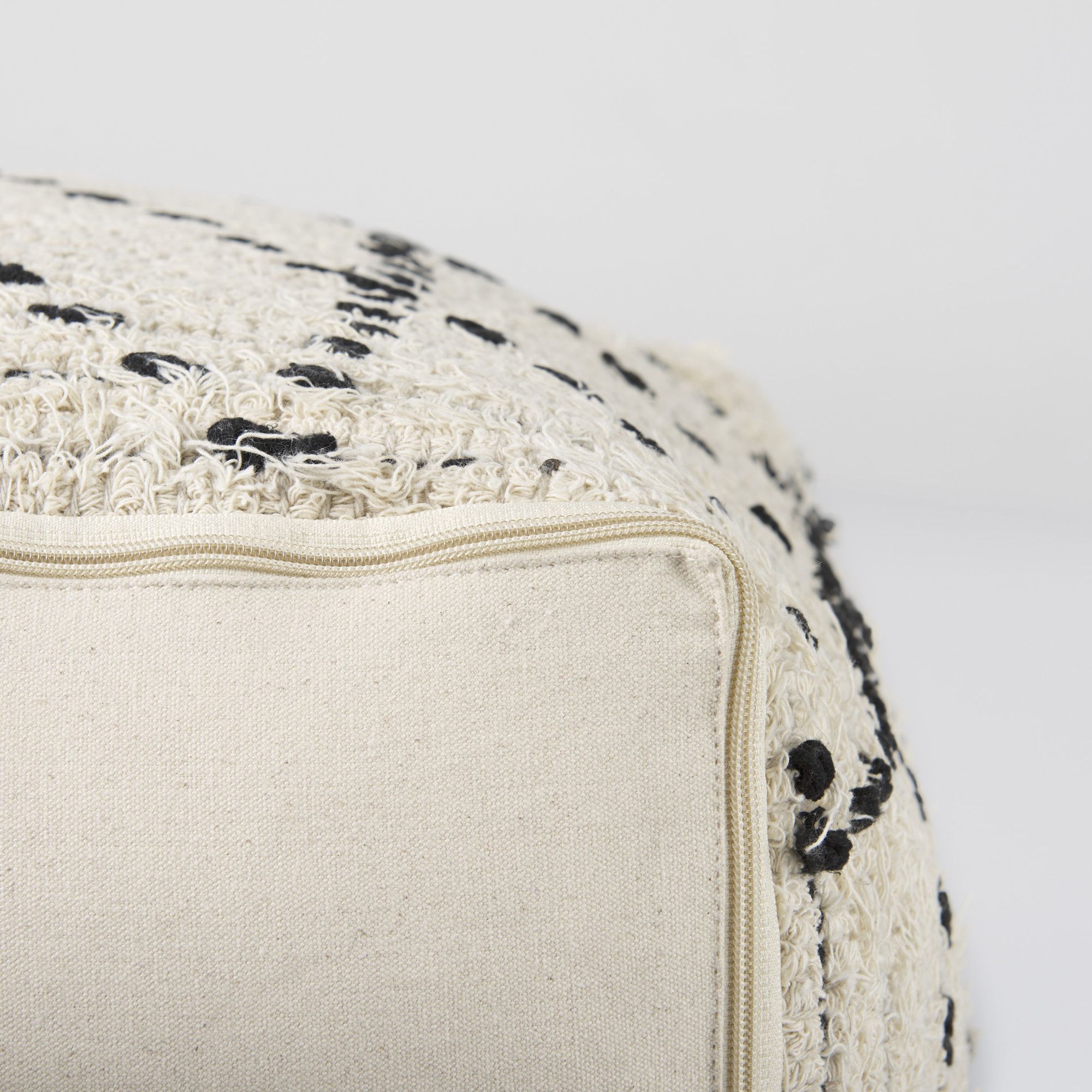 Mercana - Aarohi Cream/Black Cotton Patterned Pouf