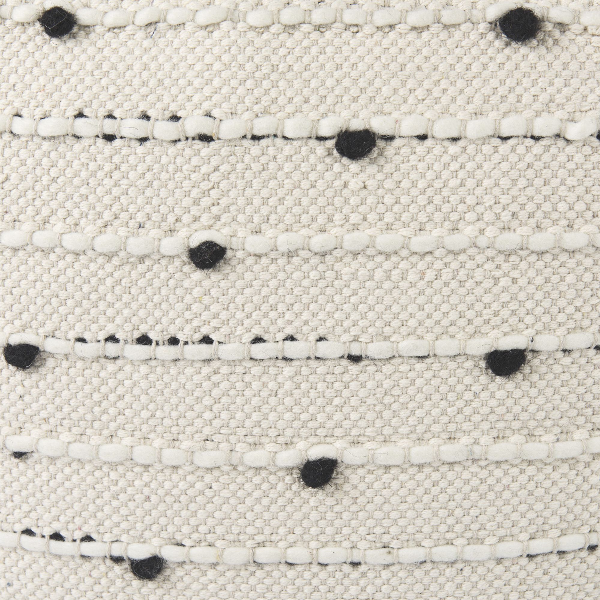 Mercana - Amaira Cream/Black/White patterned Wool and Cotton Pouf