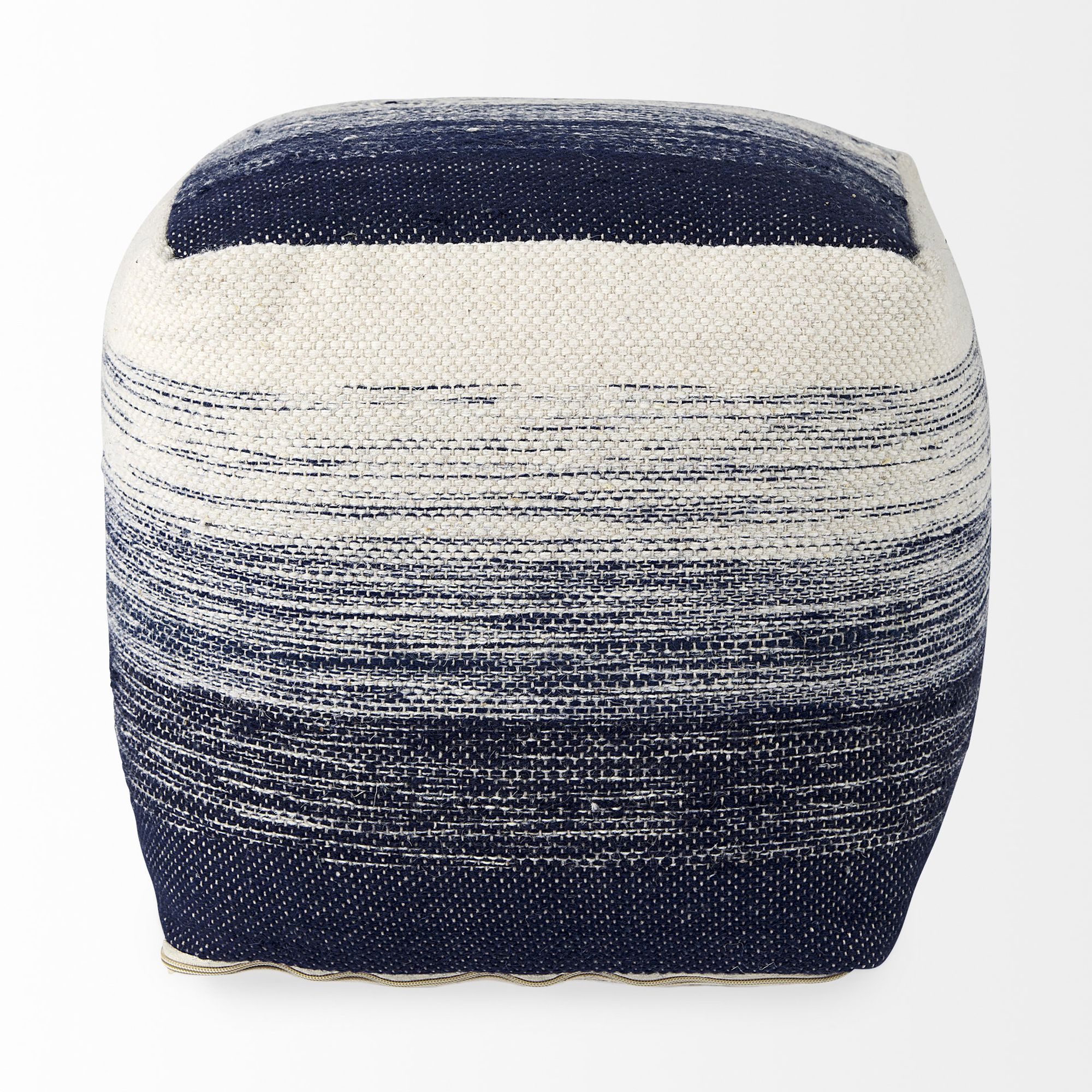 Mercana - Damini Blue/Cream Wool and Cotton Pouf