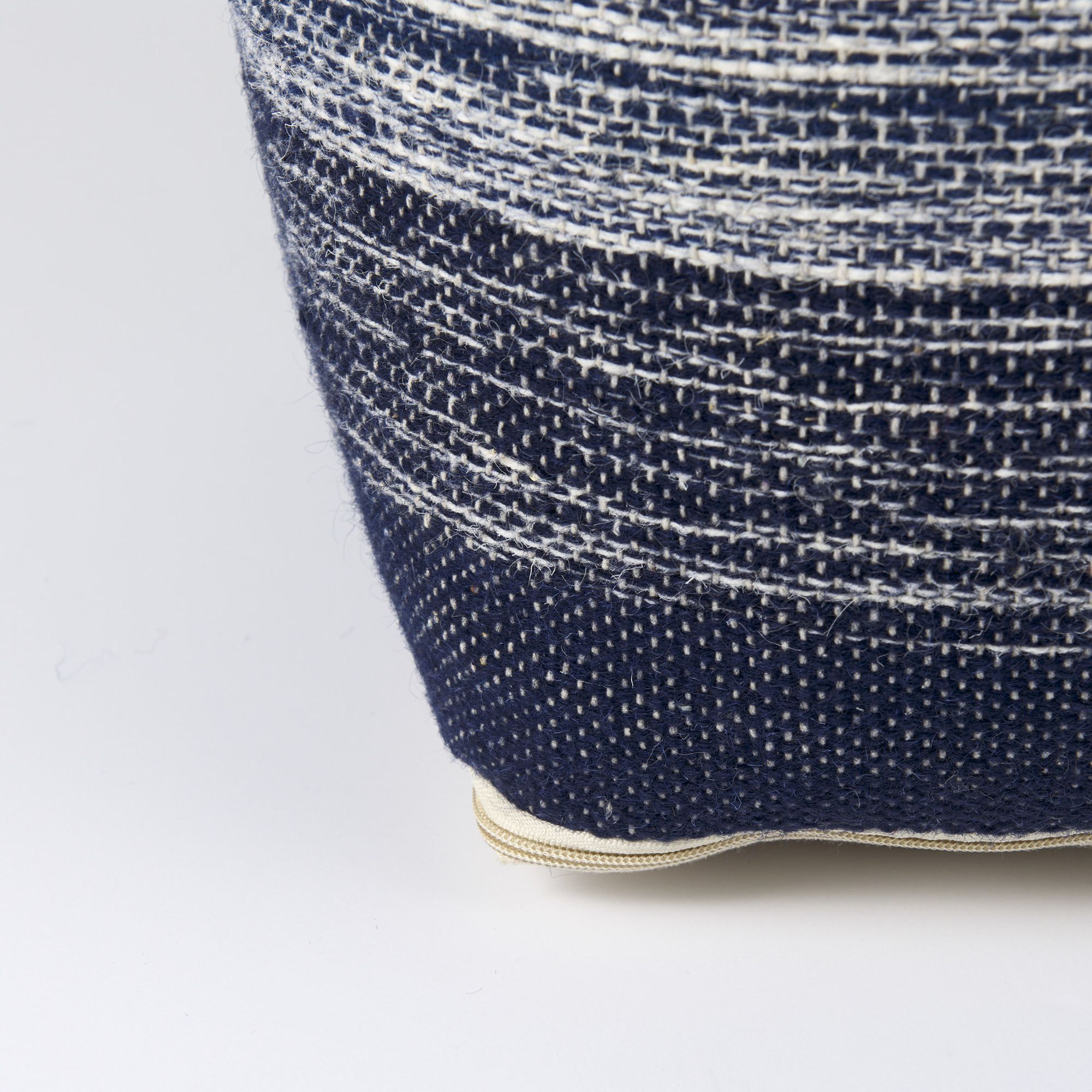 Mercana - Damini Blue/Cream Wool and Cotton Pouf