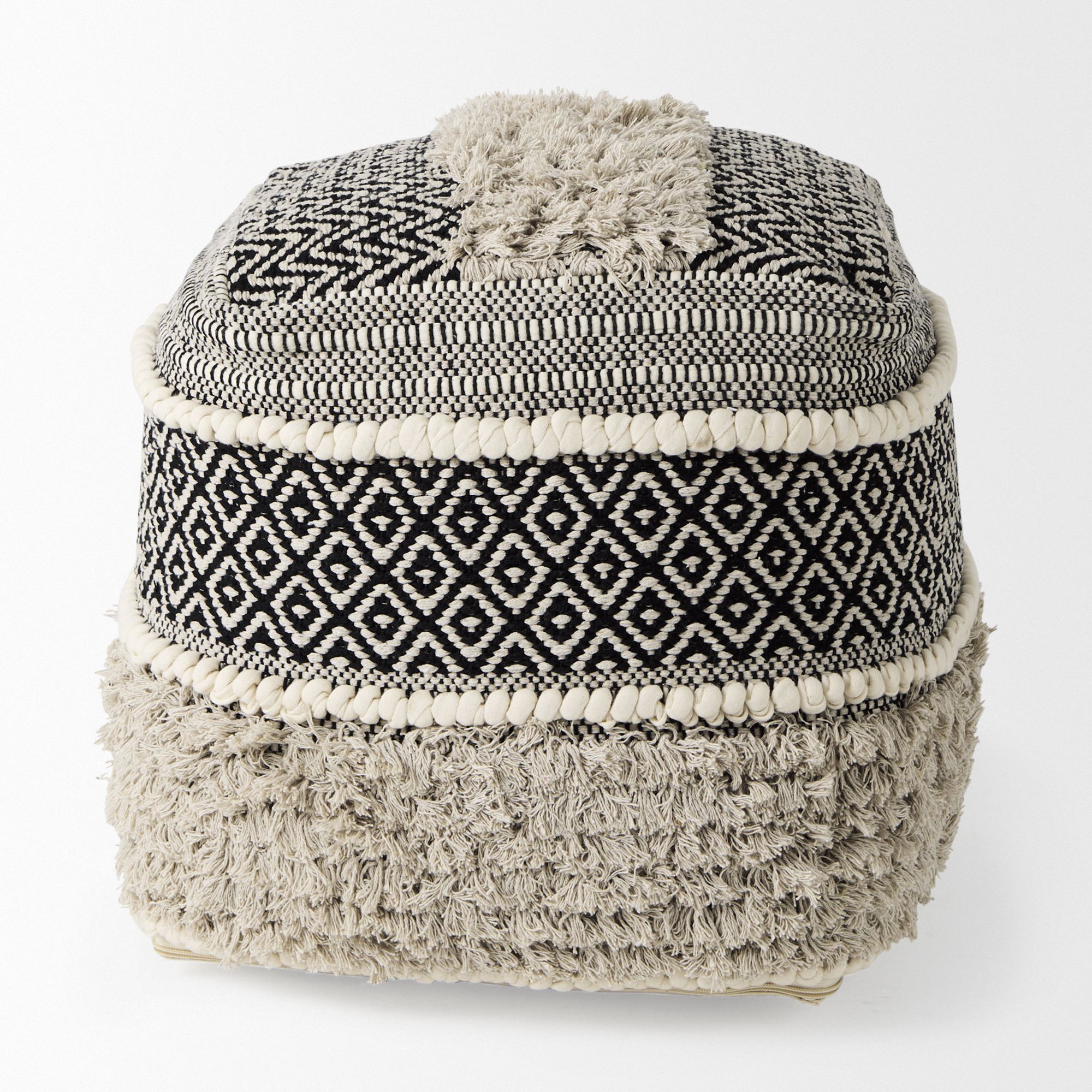 Mercana - Darika Black/White/Gray Cotton Pouf