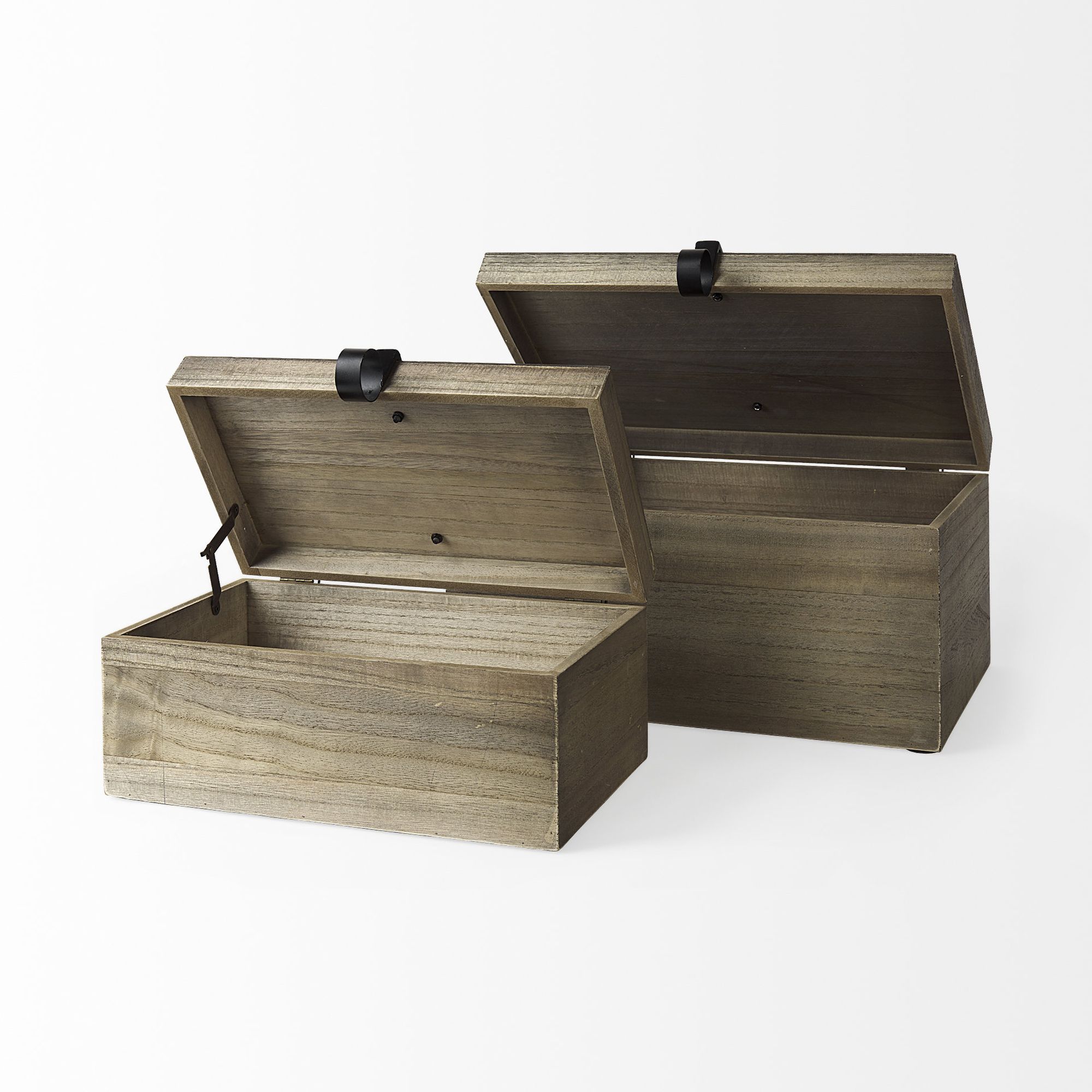 Mercana - Josh Light Brown Wood/Metal Detail Boxes (Set of 2)