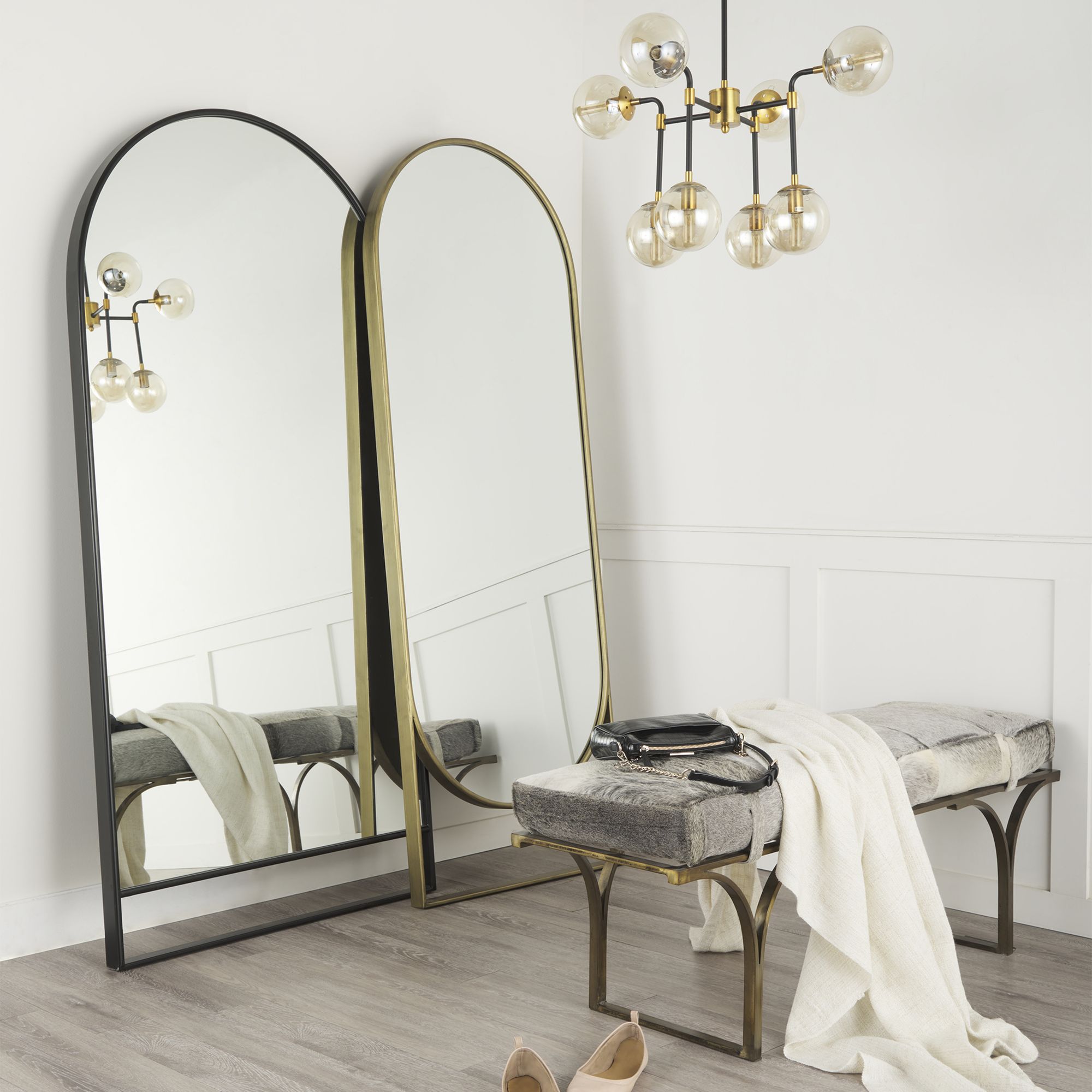 Mercana Sadie Metal Rounded Arch Floor Mirror - Black, Type 2