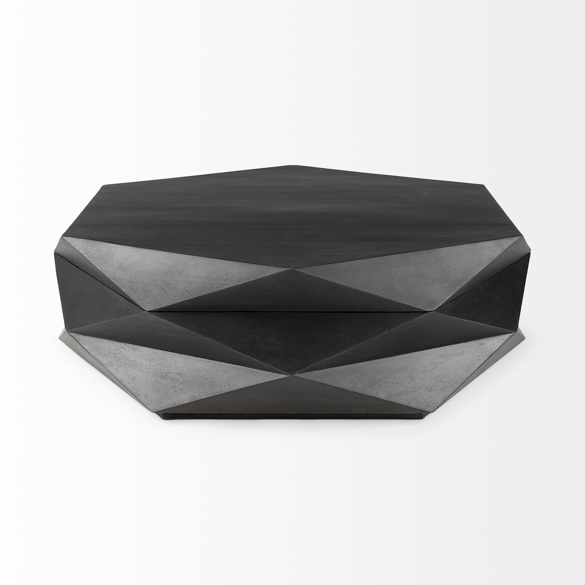 Mercana Arreto 48" Hexagonal Coffee Table - Black, Wood