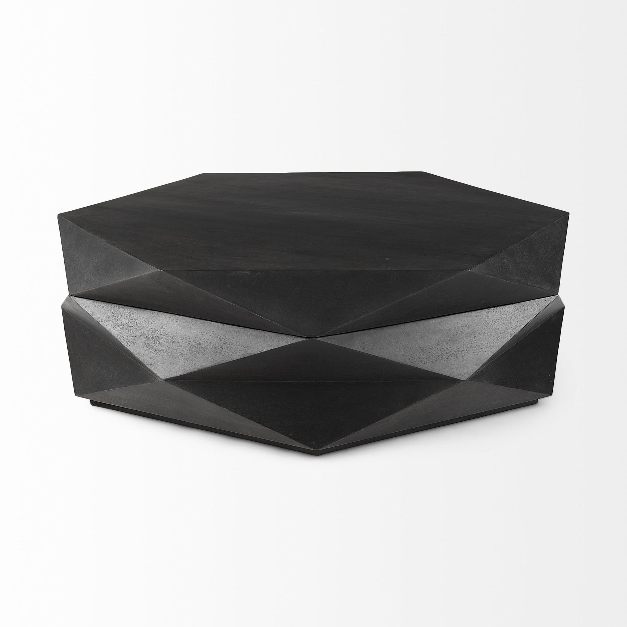 Mercana Arreto 48" Hexagonal Coffee Table - Black, Wood