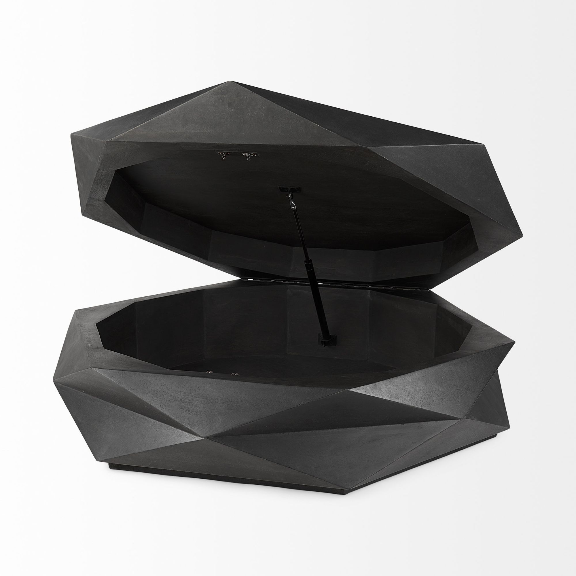 Mercana Arreto 48" Hexagonal Coffee Table - Black, Wood