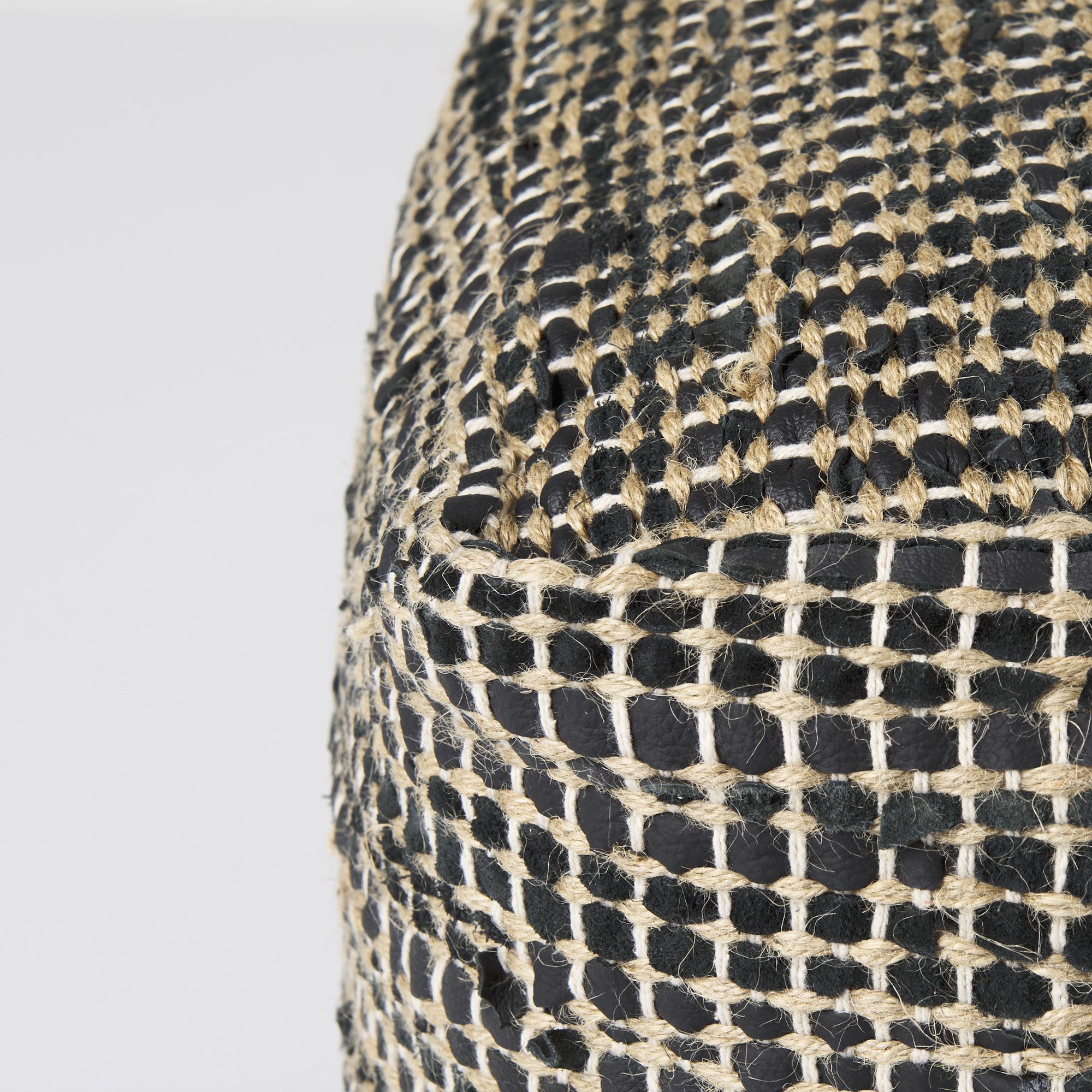 Mercana Aalia Pouf - Charcoal, Leather/Jute Fiber