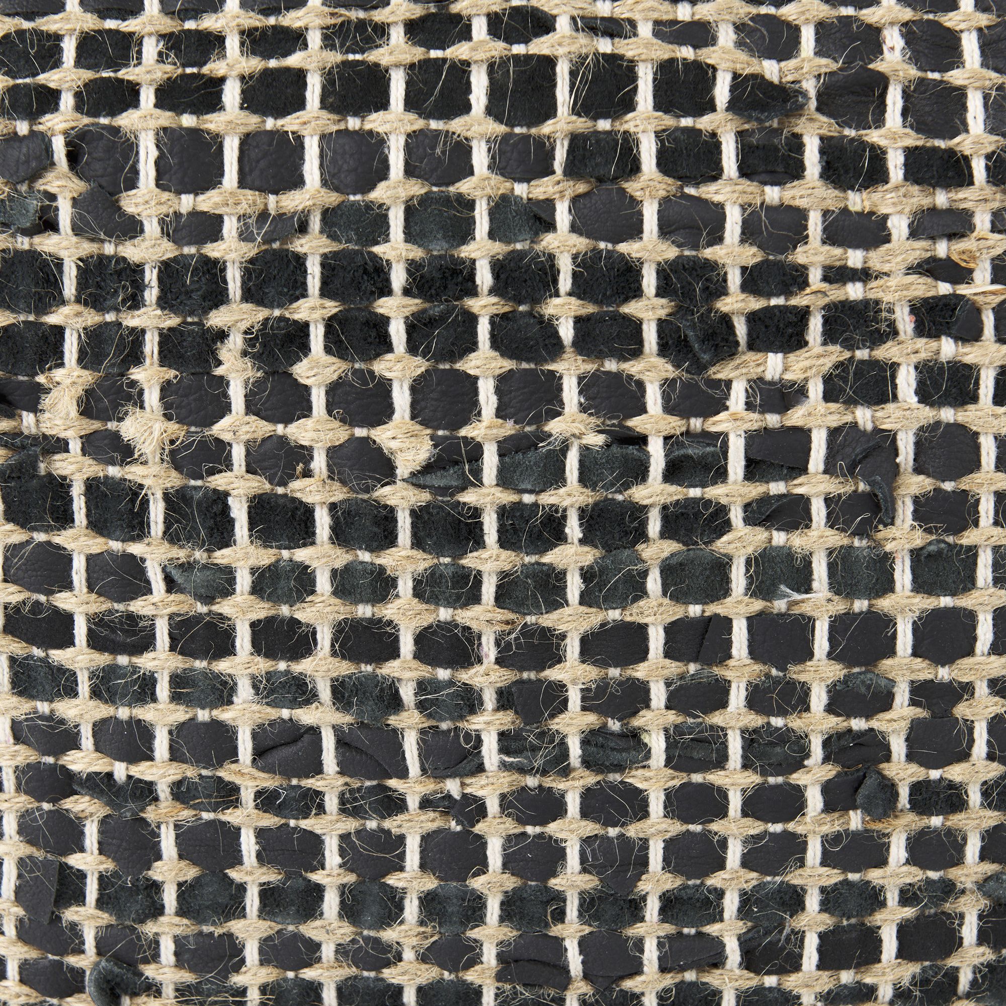 Mercana Aalia Pouf - Charcoal, Leather/Jute Fiber