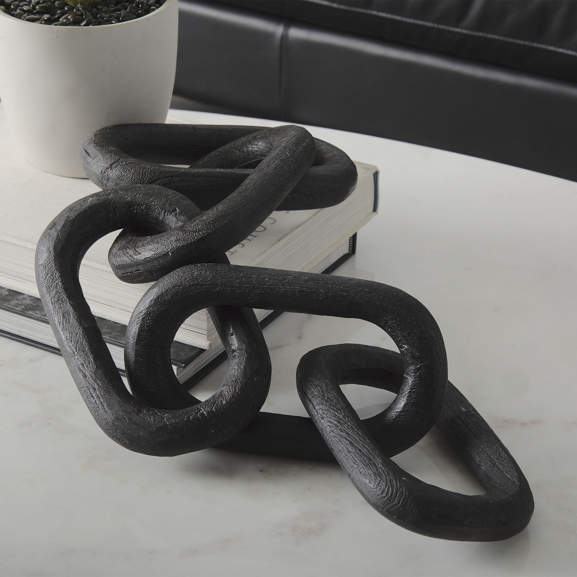 Mercana Alix Wood Link Chain Decorative Object - Black