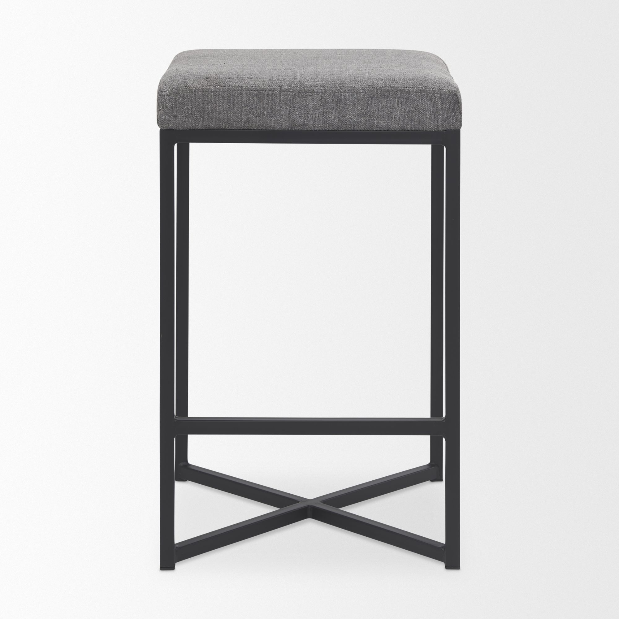 Mercana Frodo 26" Counter Stool with Black Iron Frame - Gray