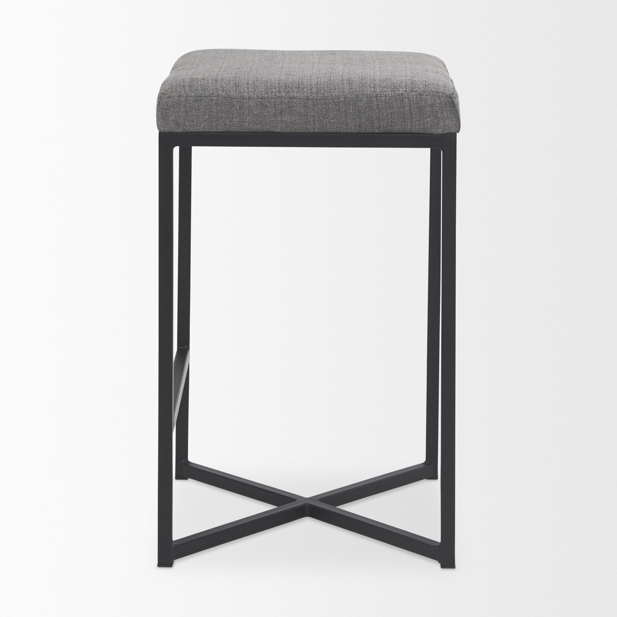 Mercana Frodo 26" Counter Stool with Black Iron Frame - Gray