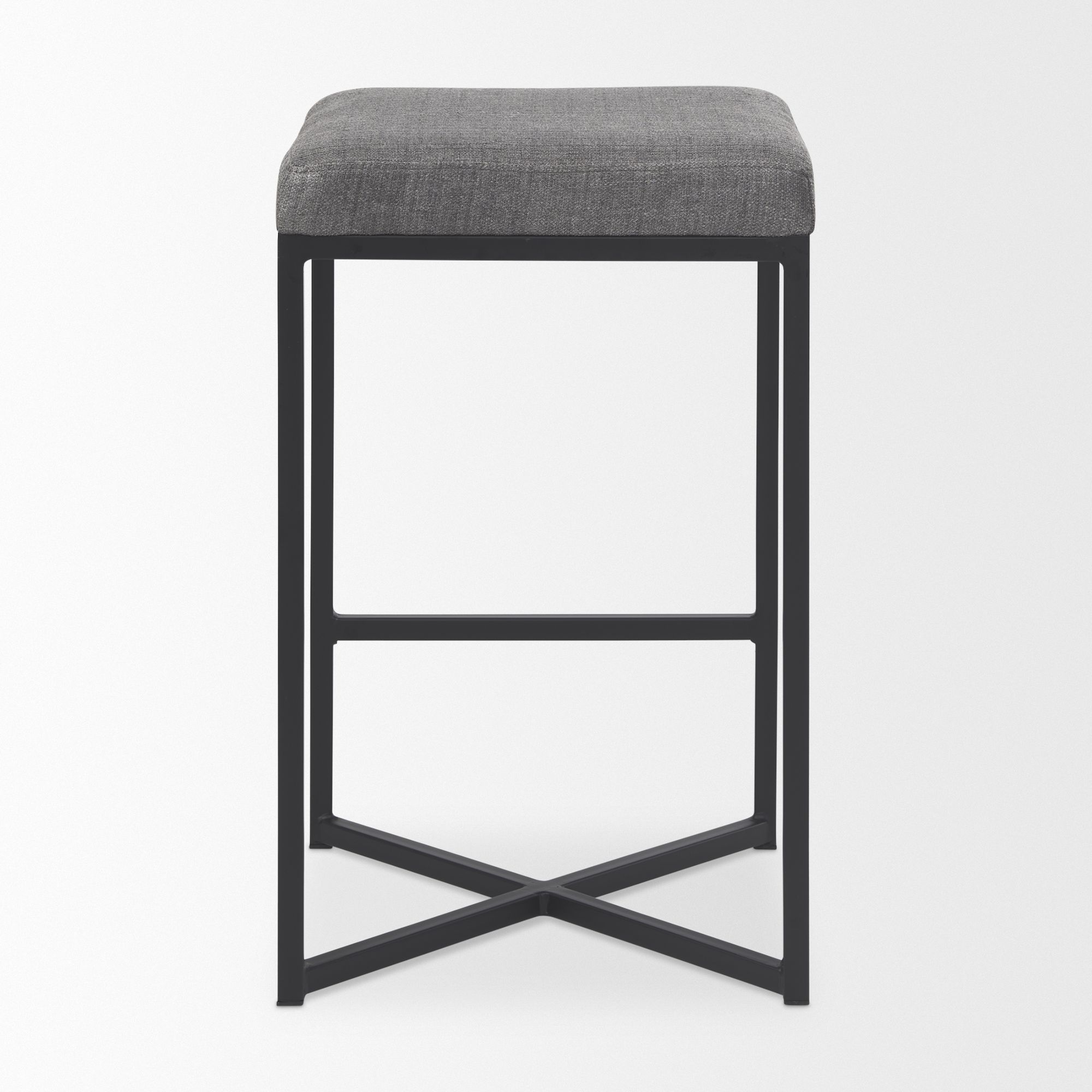 Mercana Frodo 26" Counter Stool with Black Iron Frame - Gray