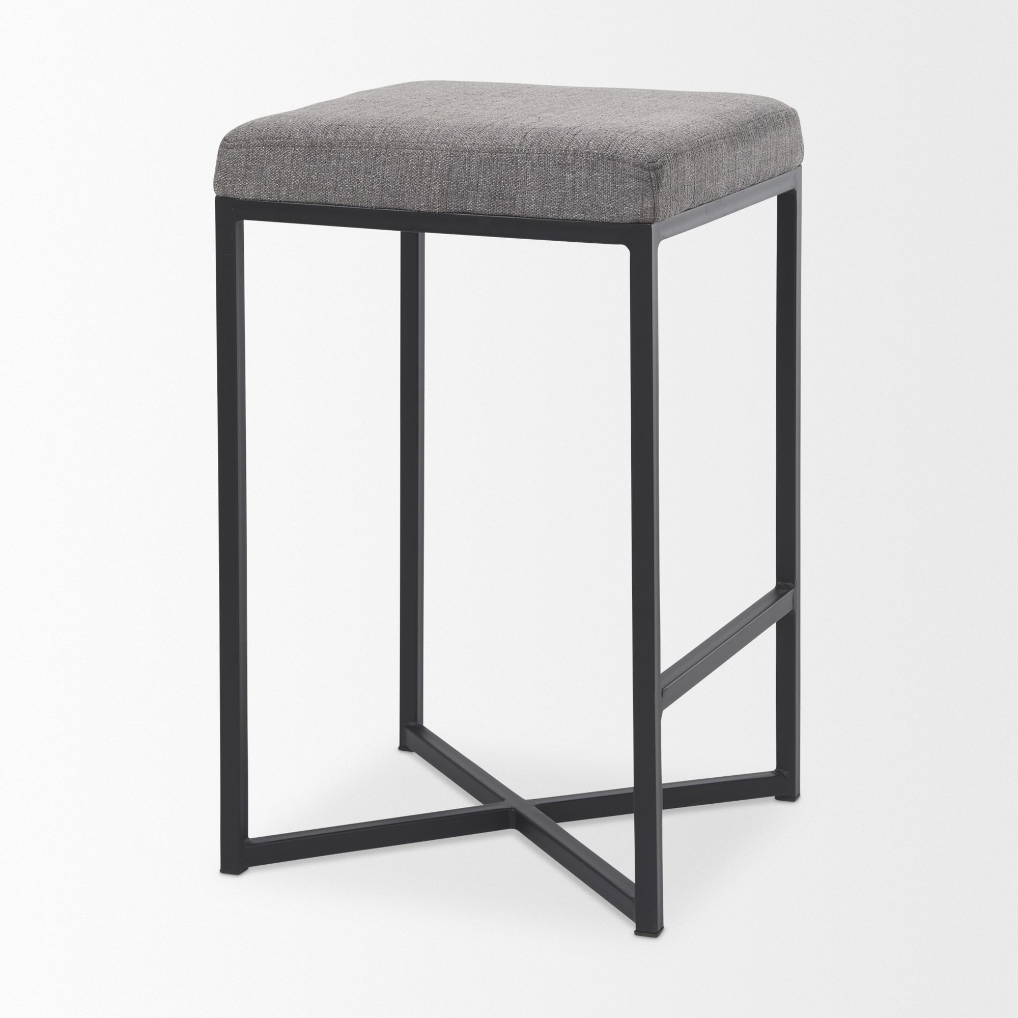 Mercana Frodo 26" Counter Stool with Black Iron Frame - Gray