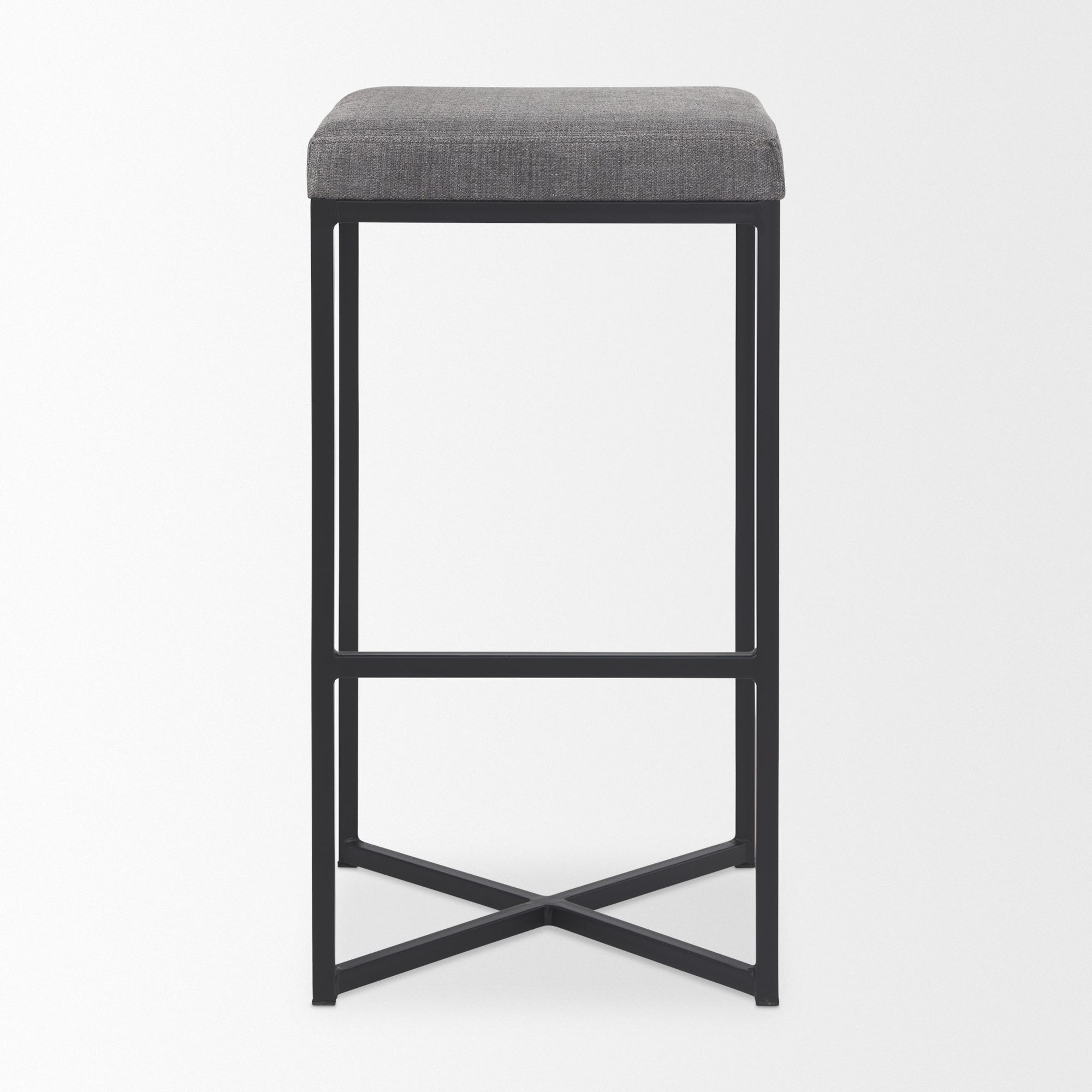 Mercana Frodo 30" Counter Stool with Black Iron Frame - Gray