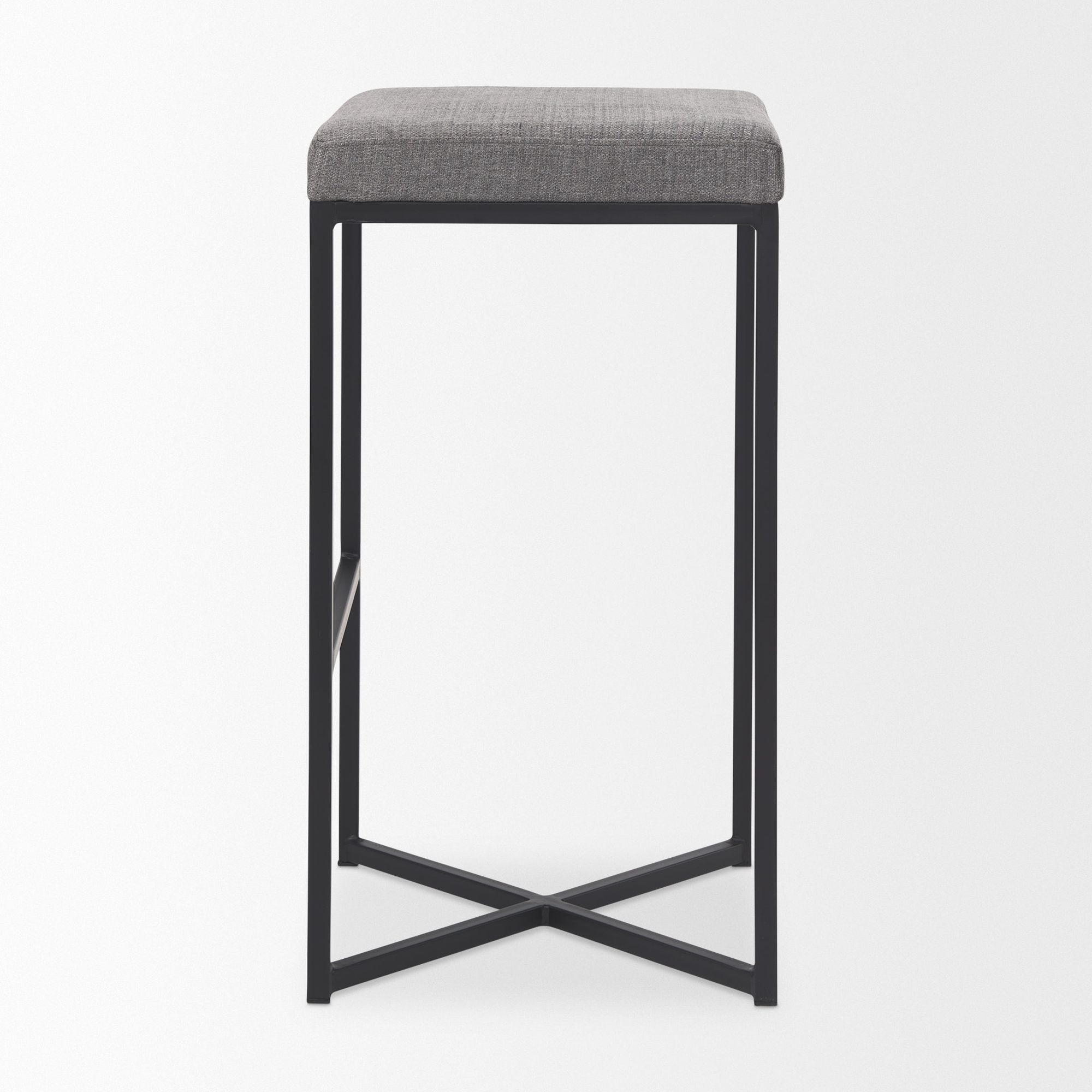 Mercana Frodo 30" Counter Stool with Black Iron Frame - Gray