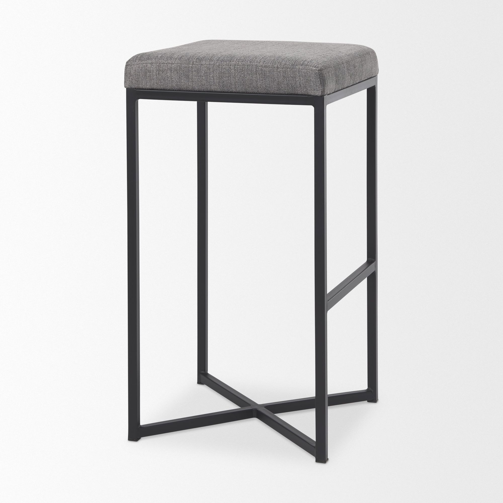 Mercana Frodo 30" Counter Stool with Black Iron Frame - Gray