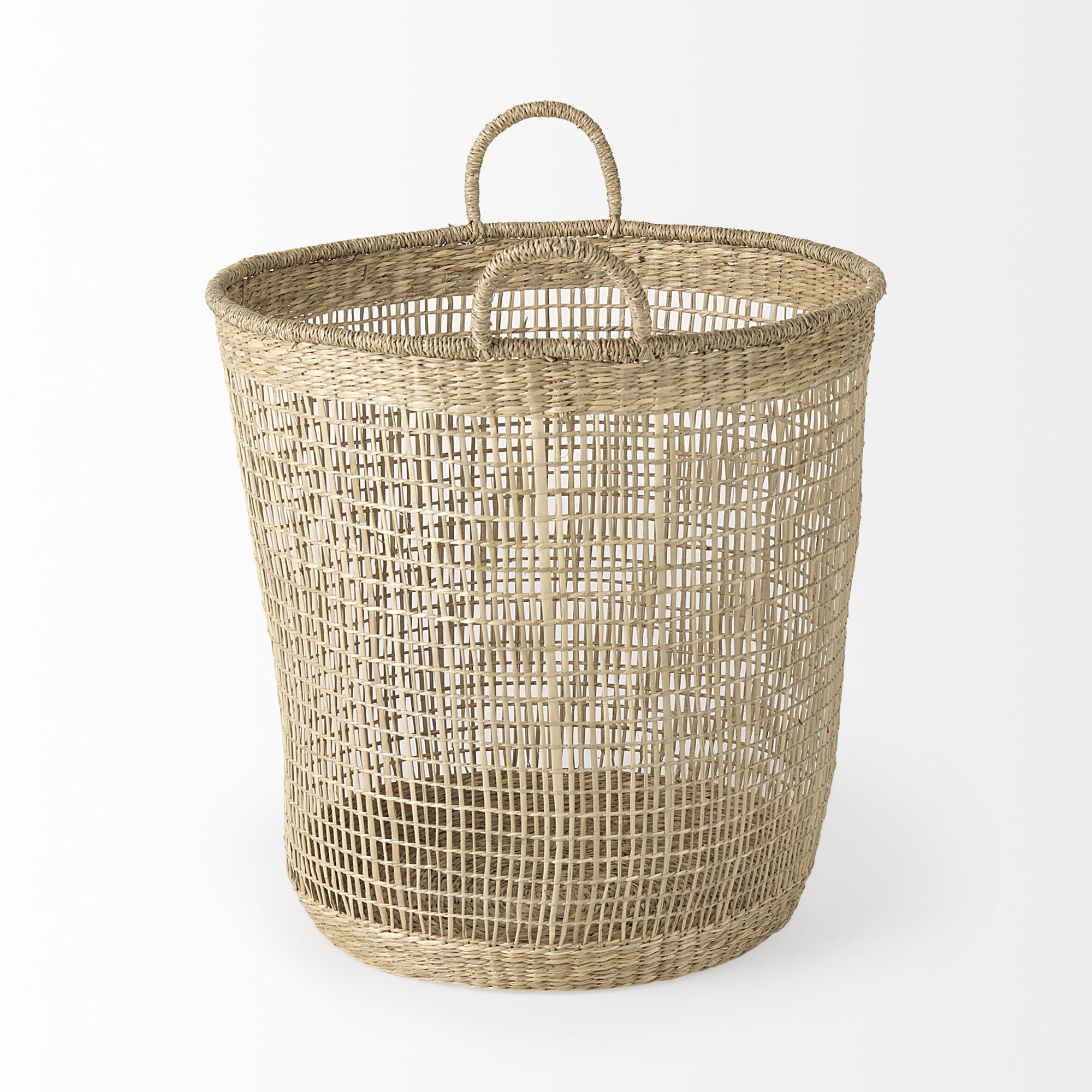 Mercana - Bowie Medium Brown Seagrass Round Basket/Handles (Set of 3)