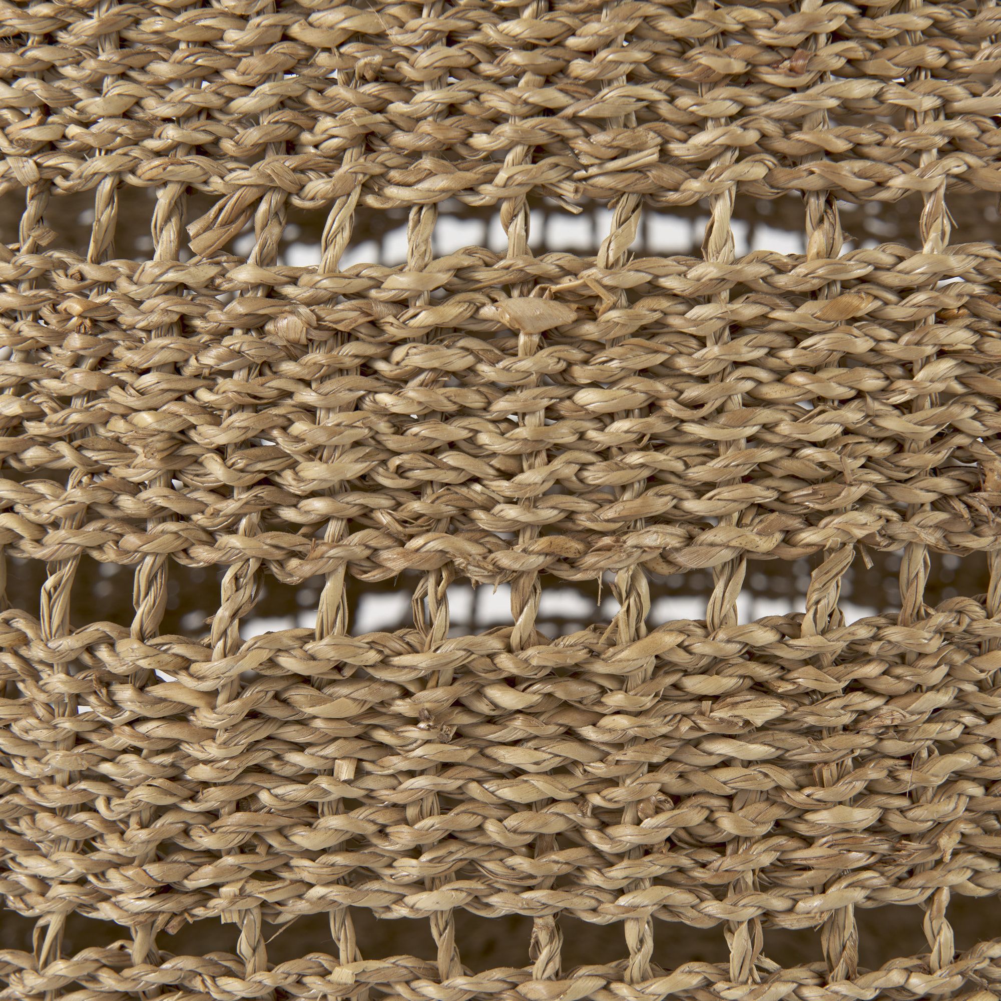 Mercana - Hayes Medium Brown Seagrass Round Basket with Stripe Pattern (Set of 2)