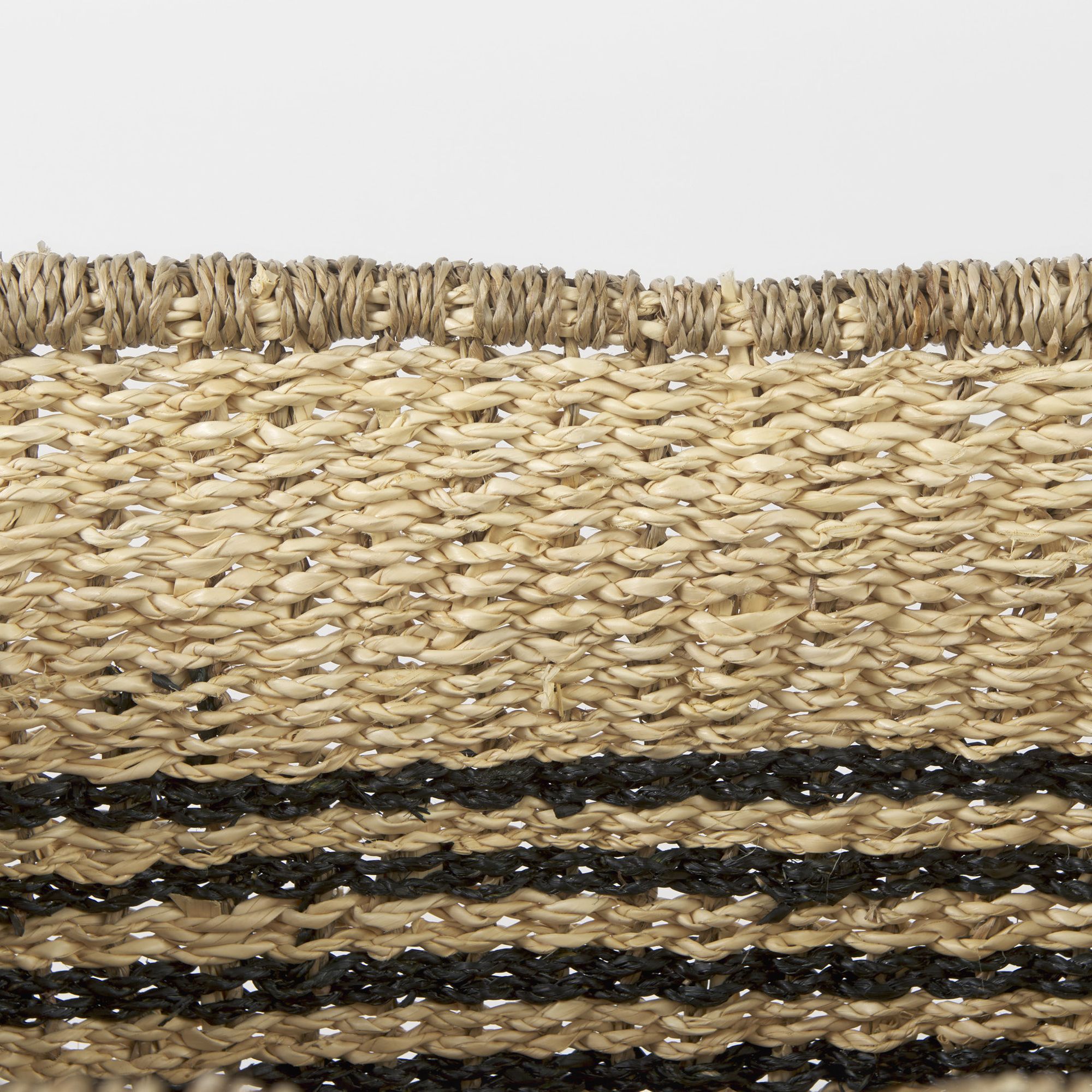 Mercana - Emma Light Brown Seagrass Rectangular Basket/Black Stripes (Set of 2)