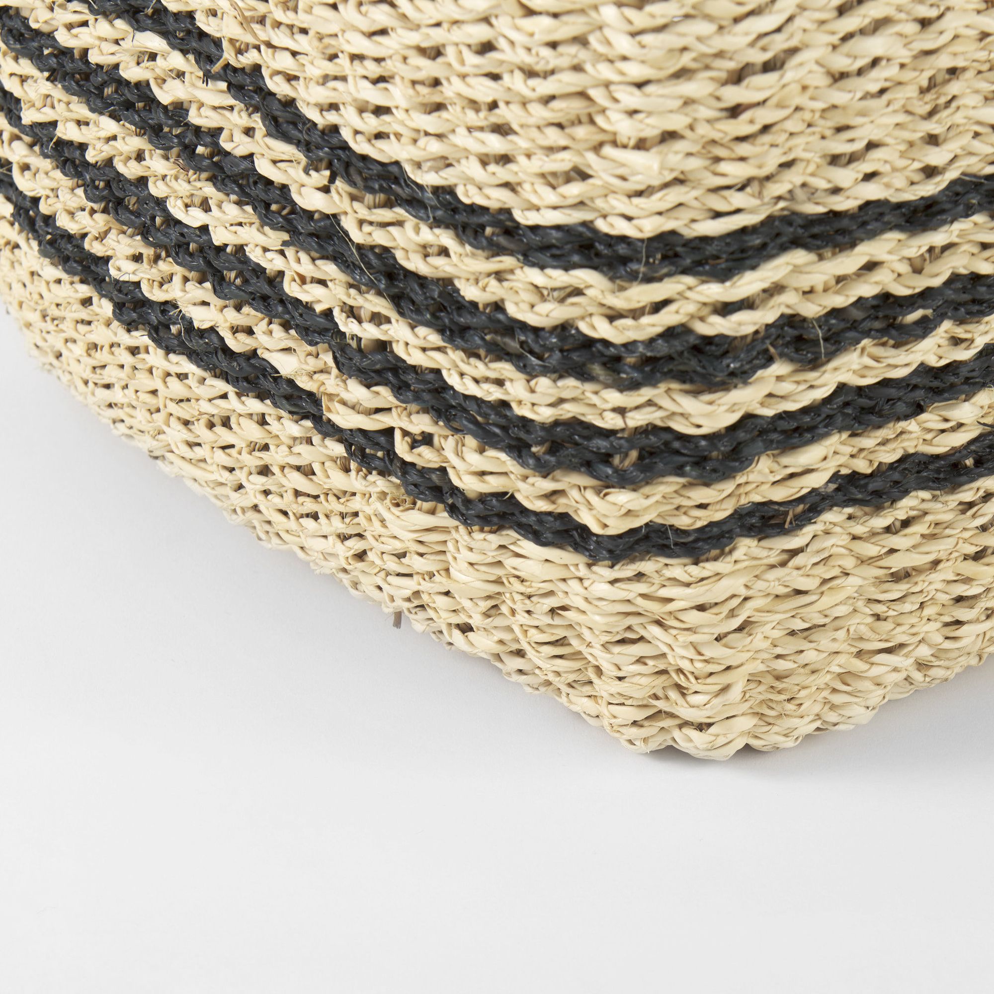 Mercana - Emma Light Brown Seagrass Rectangular Basket/Black Stripes (Set of 2)