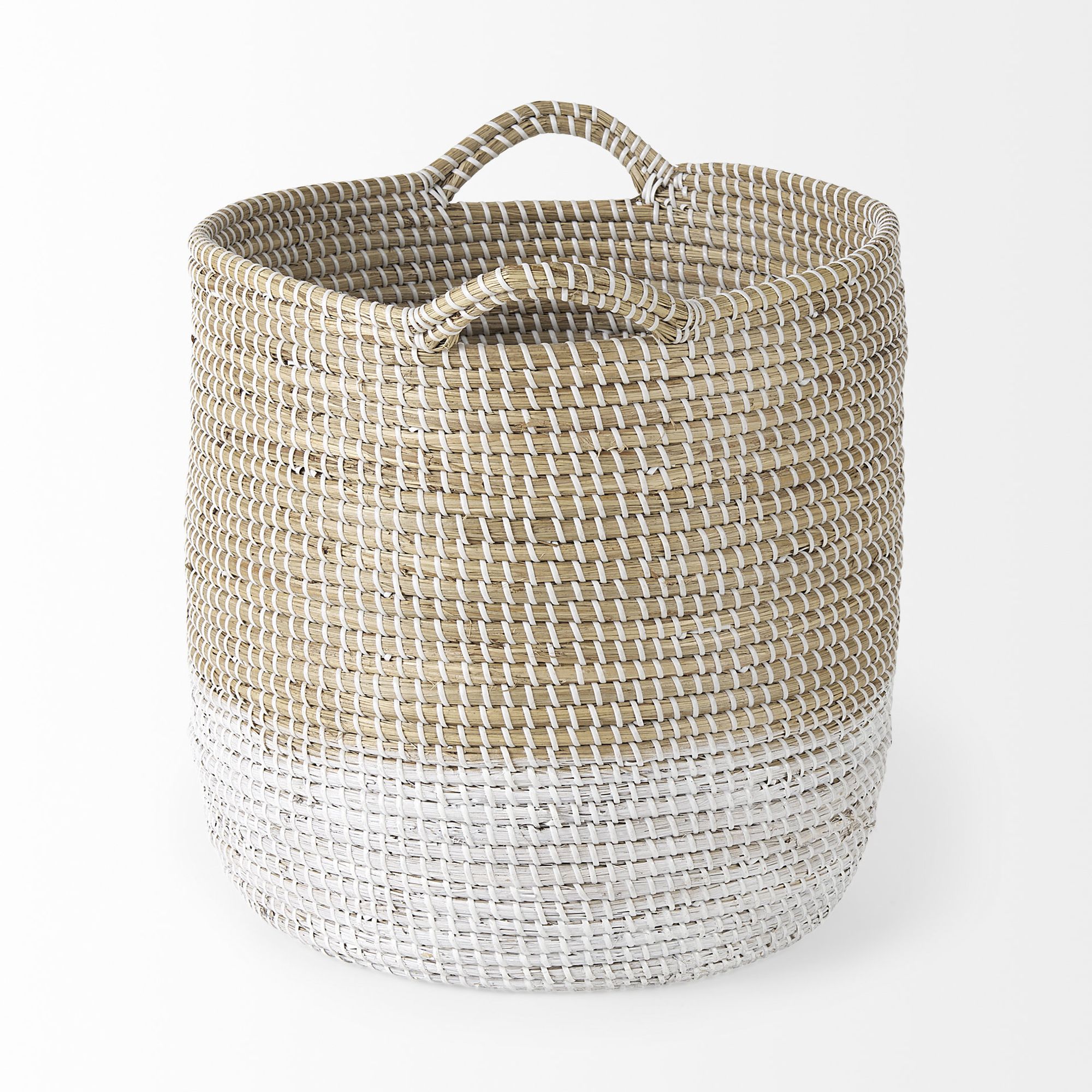 Mercana Maddie Round Basket with White Dipped Seagrass (Set of 3) - Beige/White