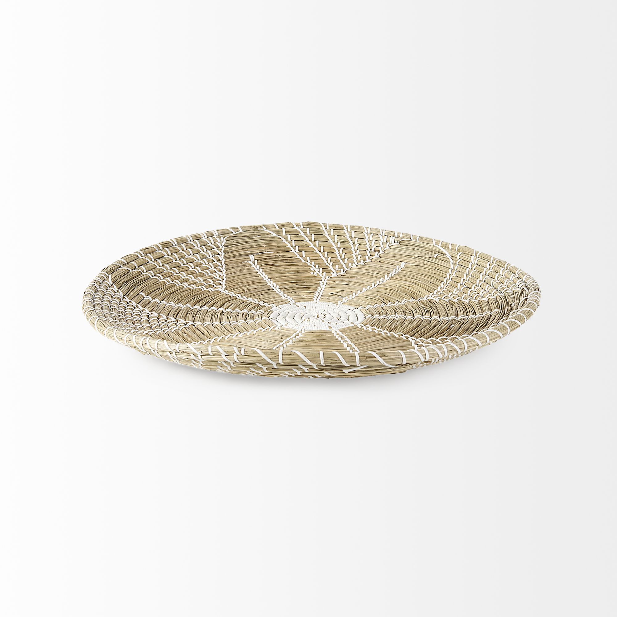 Mercana Mekhi Wall Hanging Plate Seagrass with White String Round - Beige/White