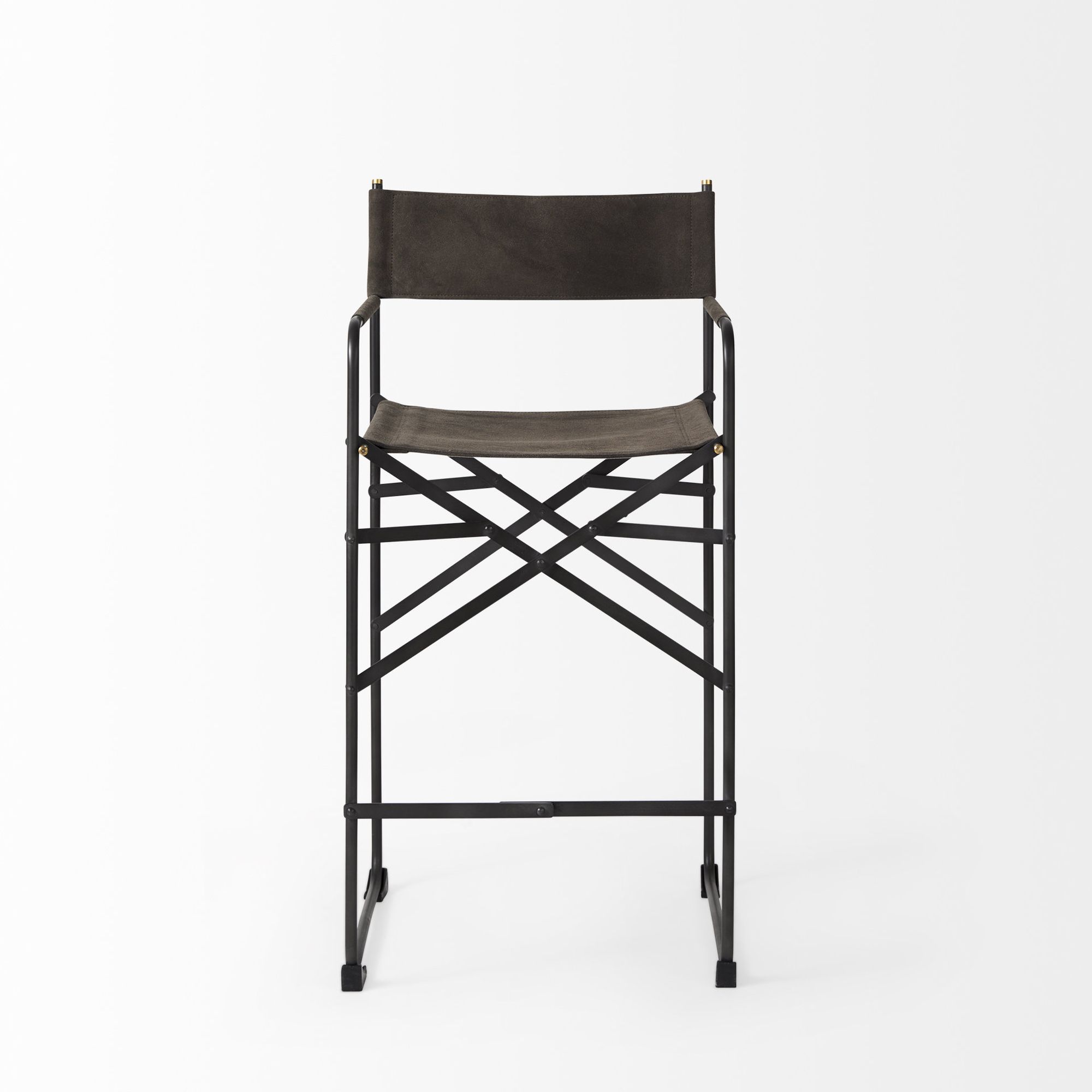 Mercana Direttore 40" Counter Stool with Metal Frame - Brown/Gray