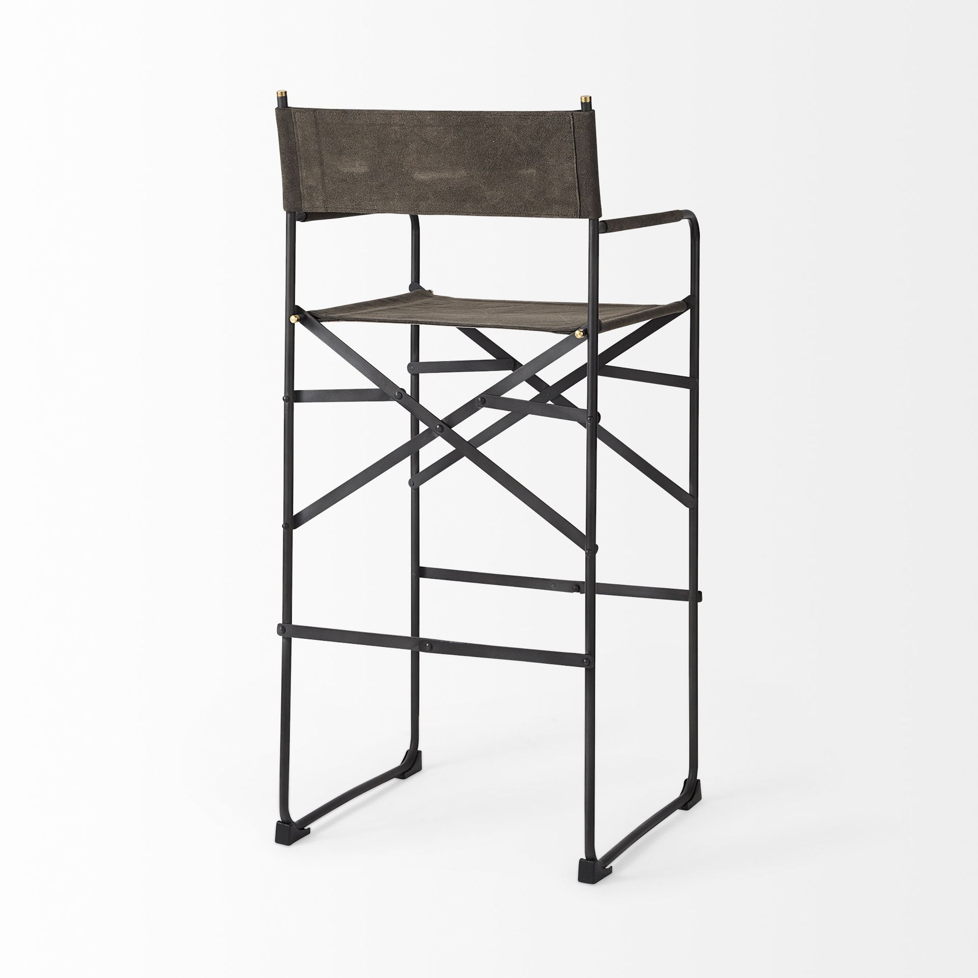 Mercana Direttore 44" Counter Stool with Metal Frame - Brown/Gray