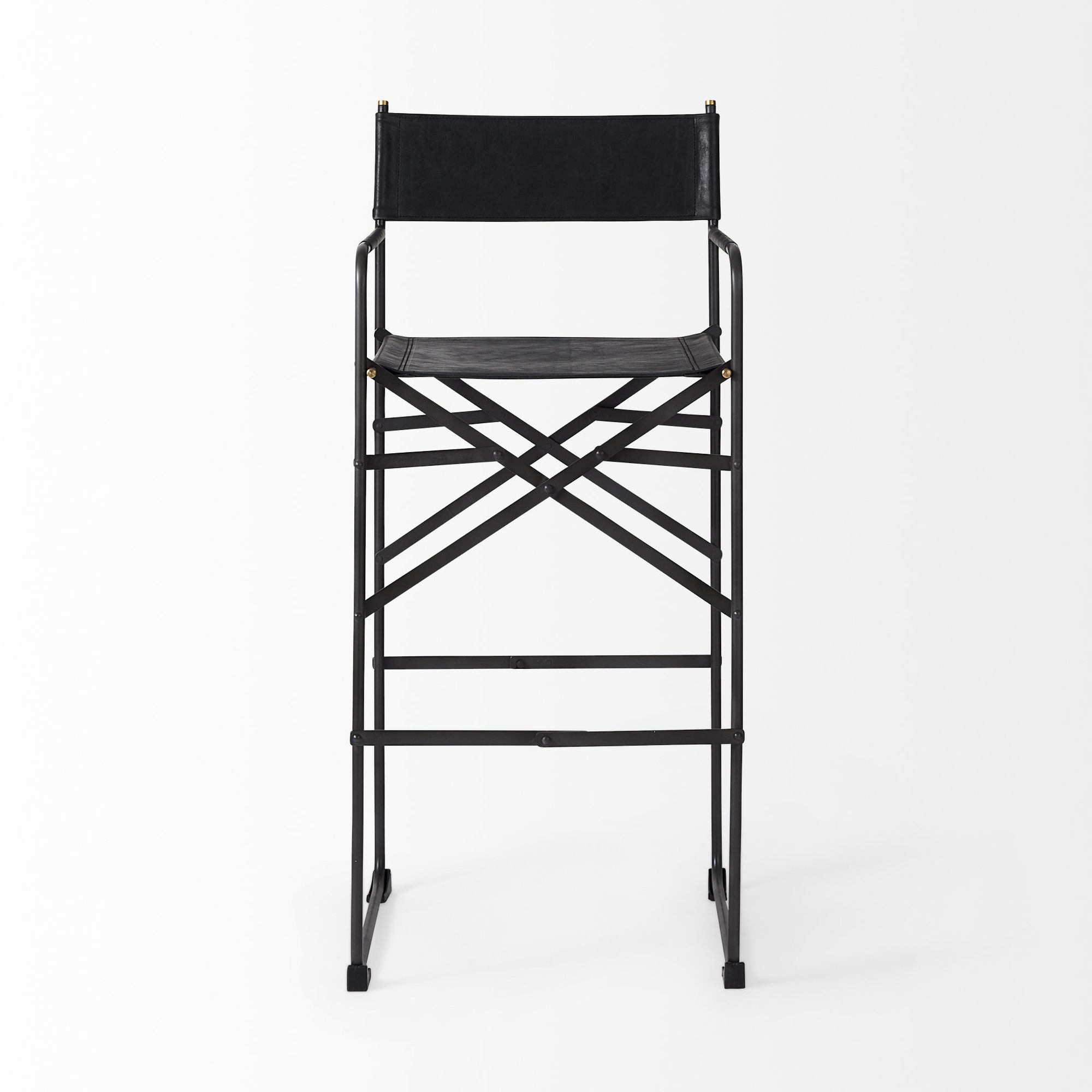 Mercana Direttore 44" Counter Stool with Black Iron Frame - Black