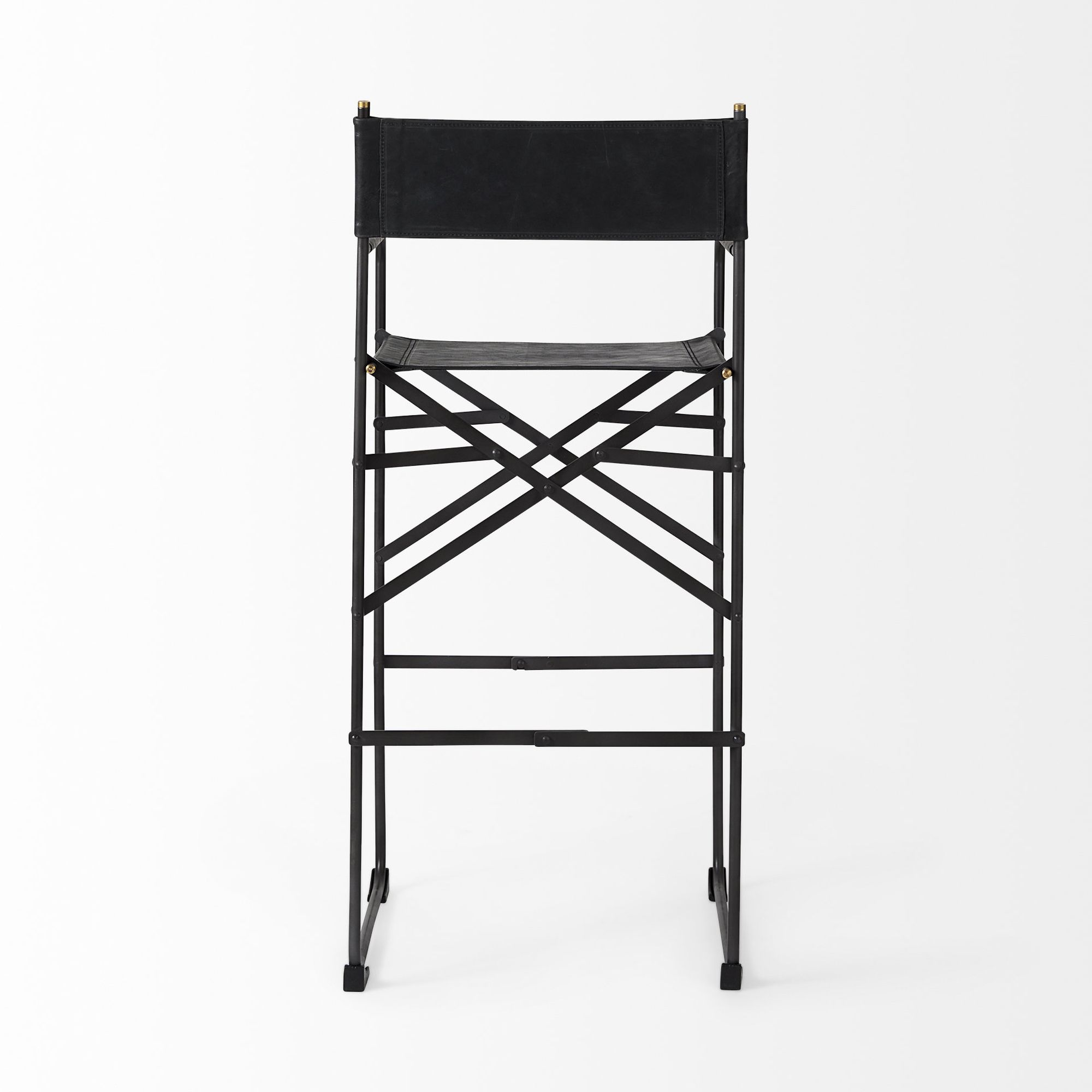 Mercana Direttore 44" Counter Stool with Black Iron Frame - Black