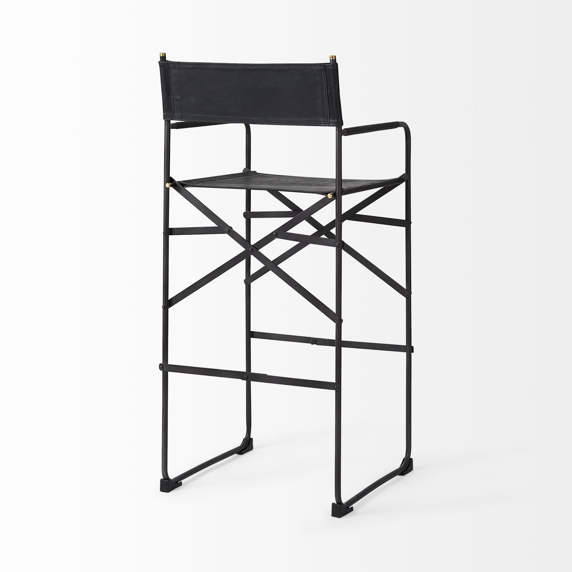 Mercana Direttore 44" Counter Stool with Black Iron Frame - Black