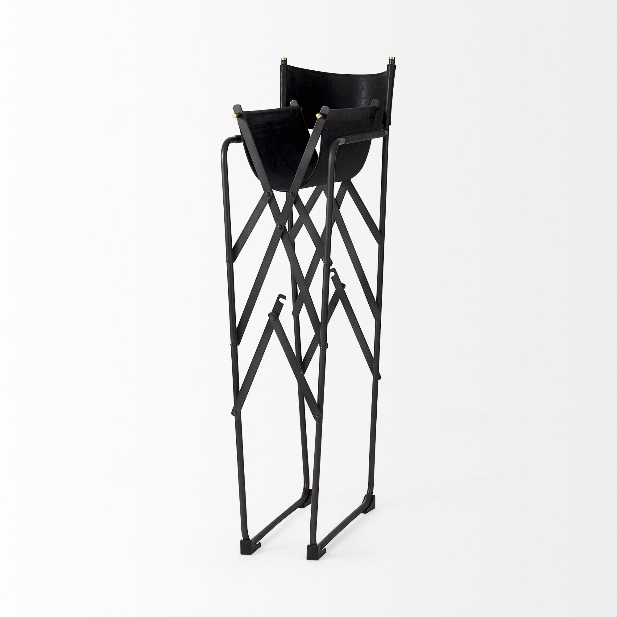 Mercana Direttore 44" Counter Stool with Black Iron Frame - Black