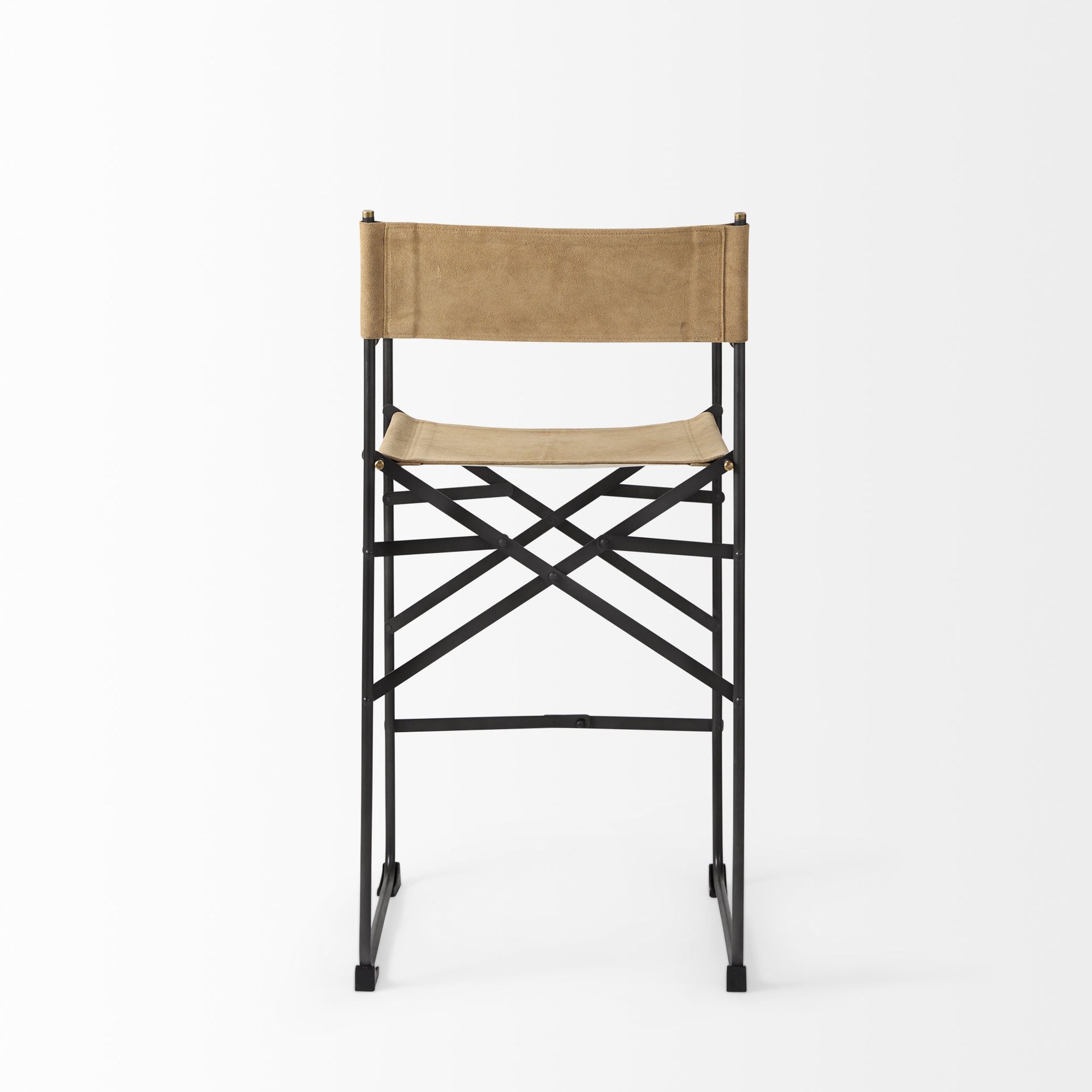 Mercana Direttore 40" Counter Stool with Black Iron Frame - Brown