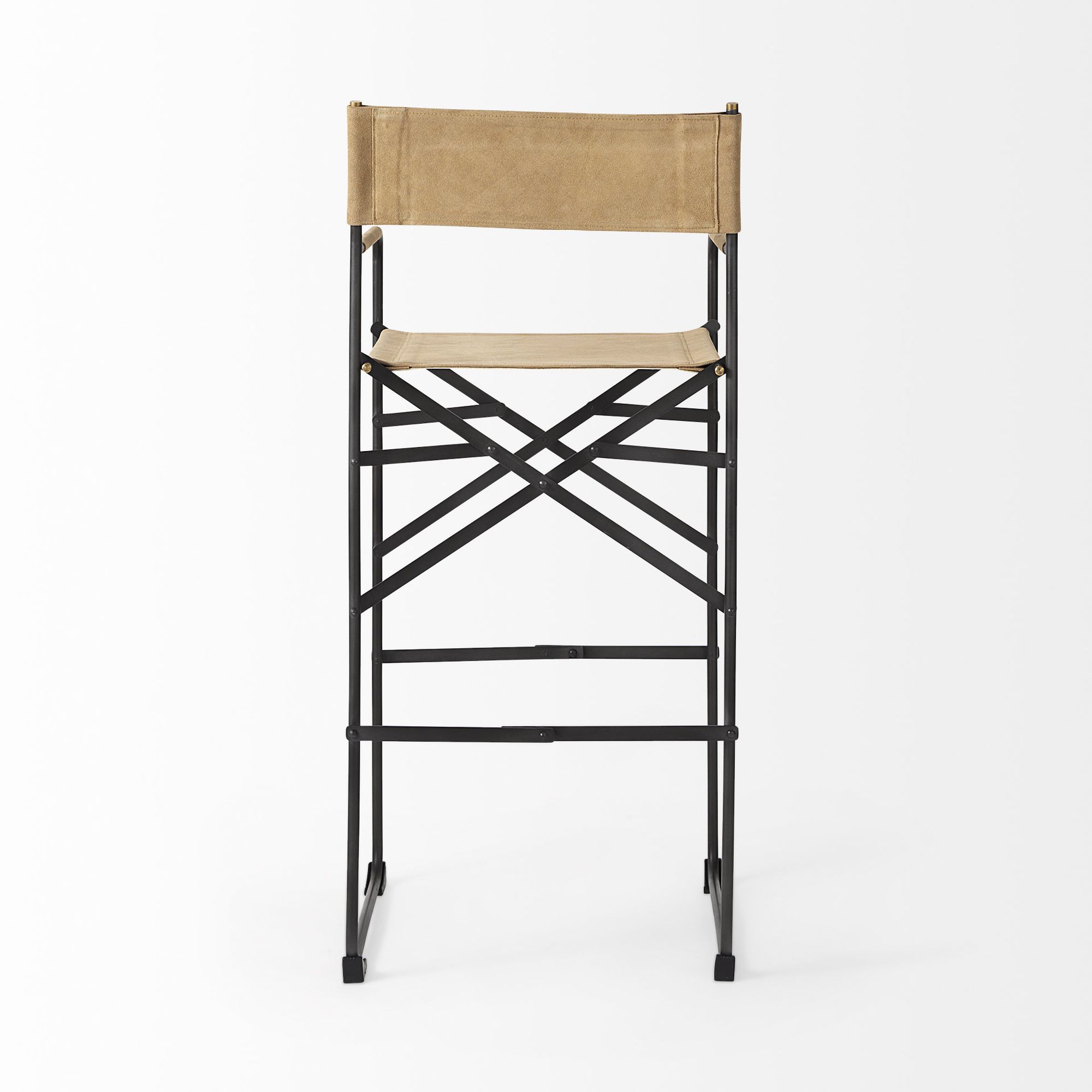 Mercana Direttore 44" Counter Stool with Black Iron Frame - Brown