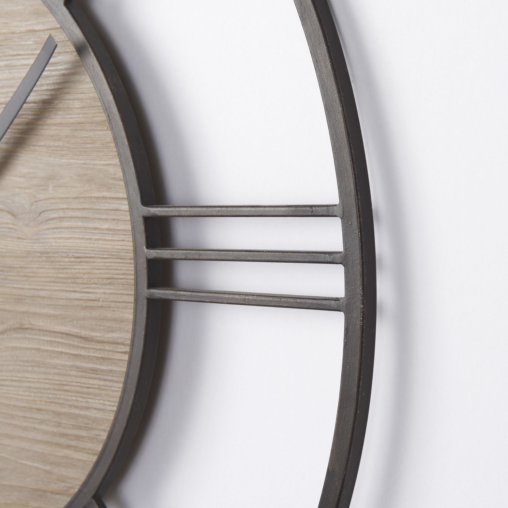 Mercana - Brielle Black Iron/Wood Round Wall Clock