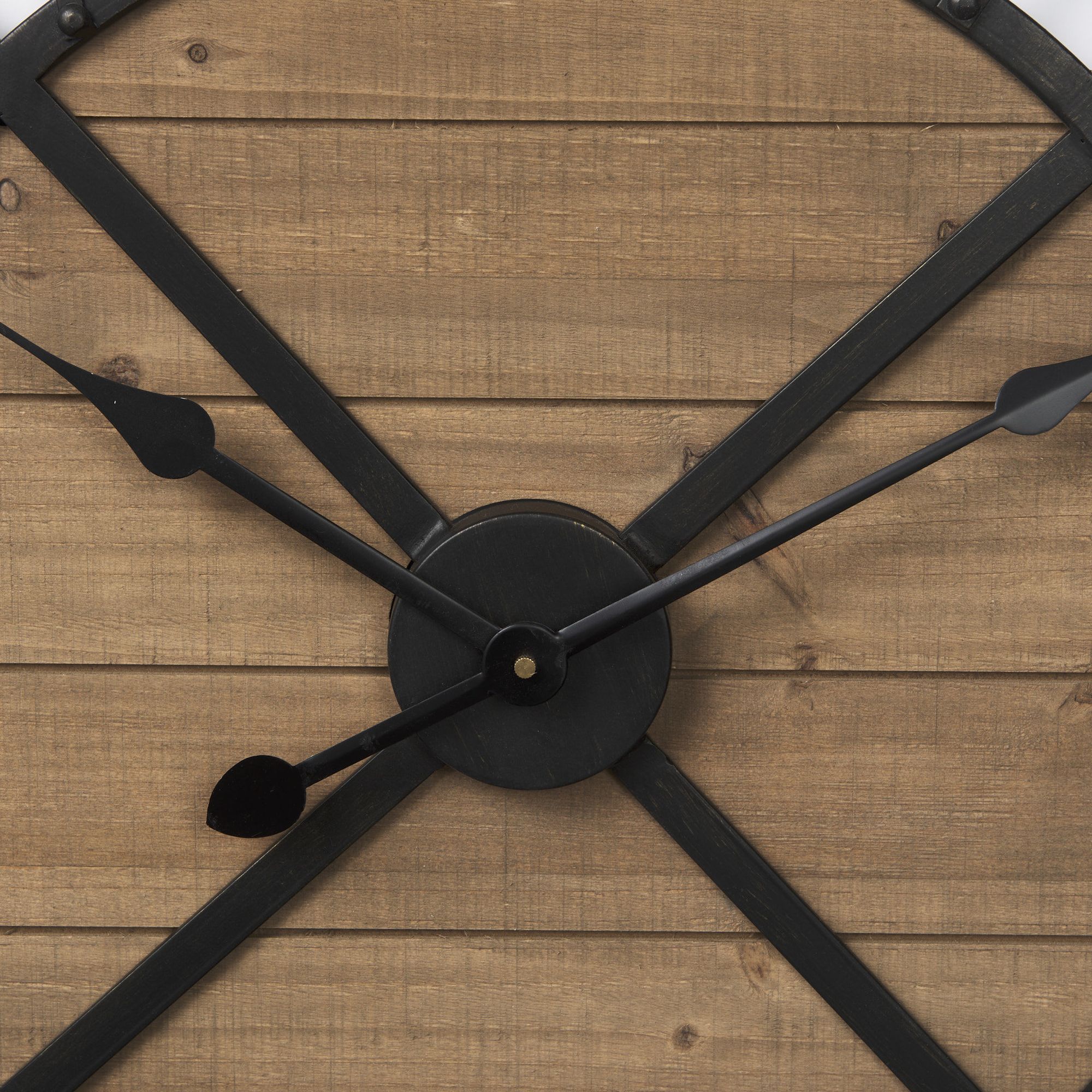 Mercana Lewiston 30" Iron/Wood Round Wall Clock - Black/Brown