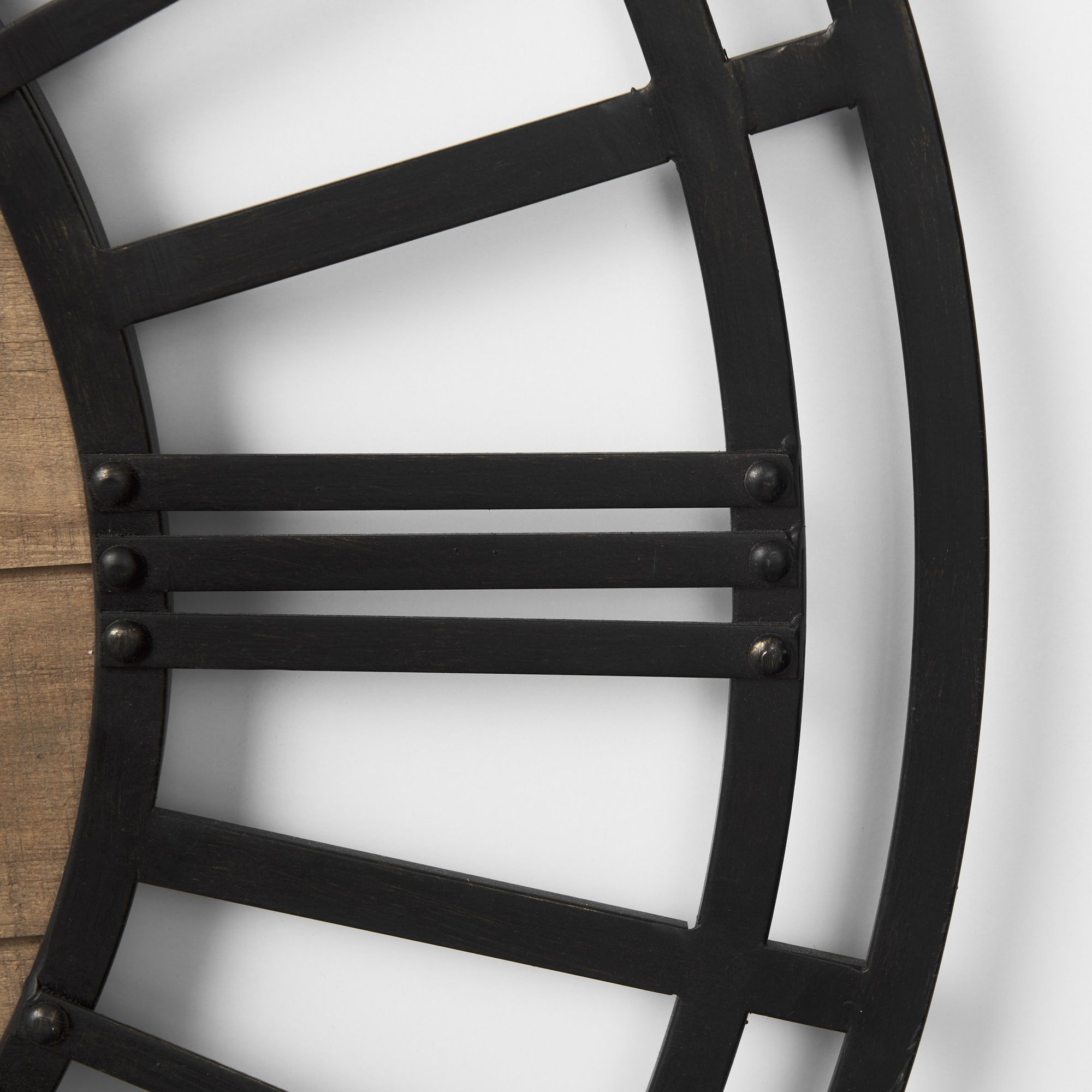 Mercana Lewiston 30" Iron/Wood Round Wall Clock - Black/Brown