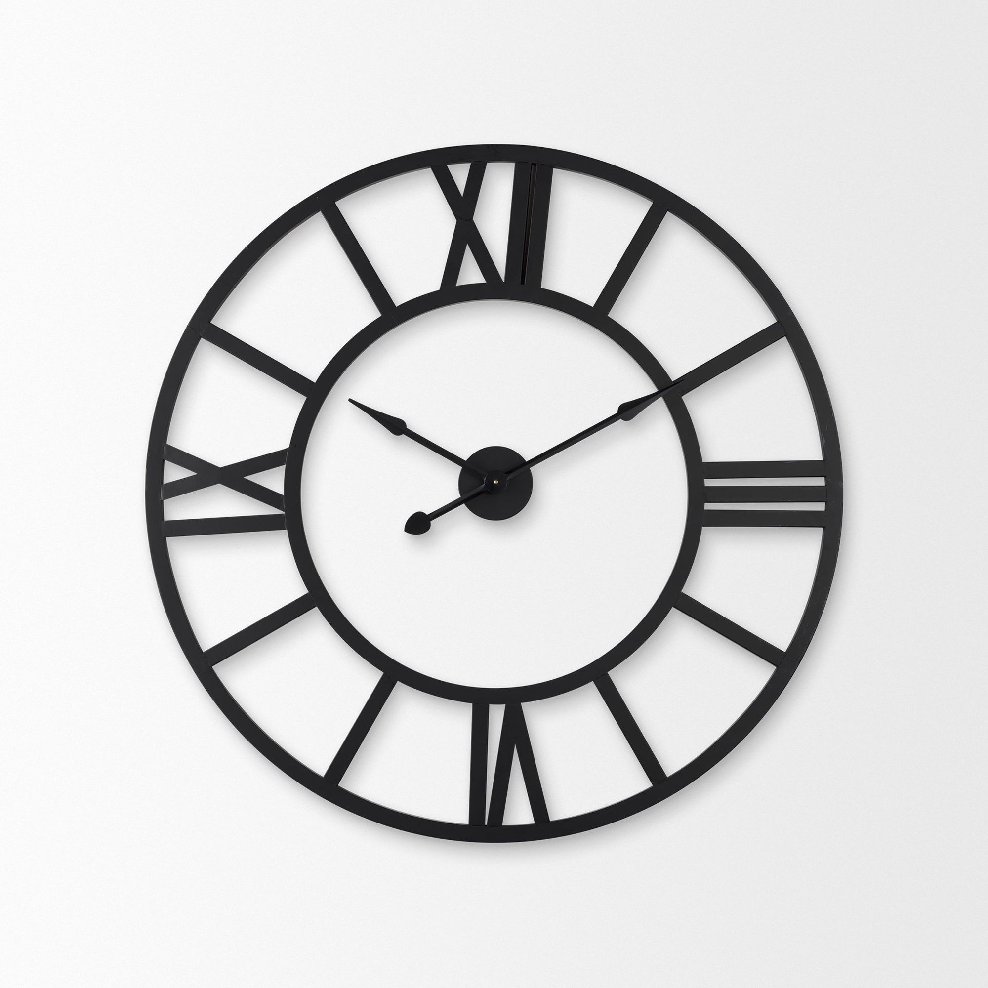 Mercana Stoke 30" Round Iron Wall Clock - Black