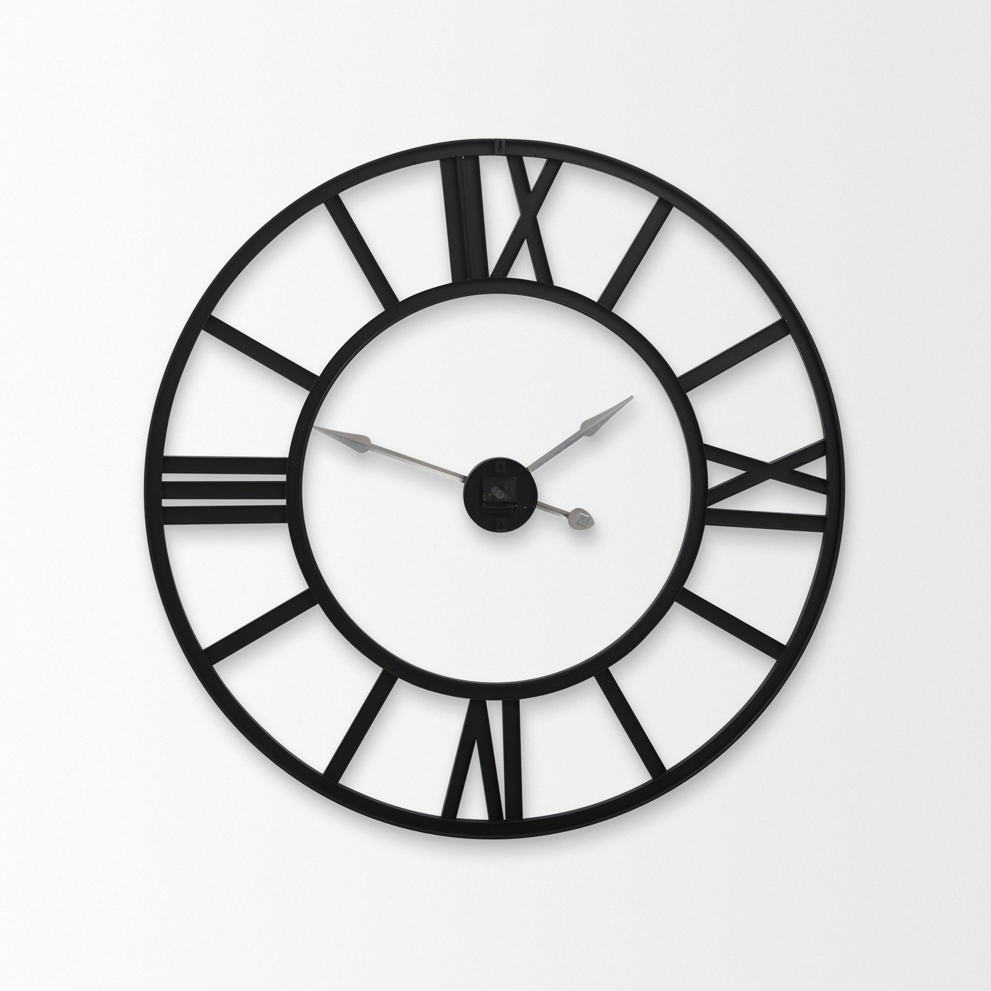 Mercana Stoke 30" Round Iron Wall Clock - Black