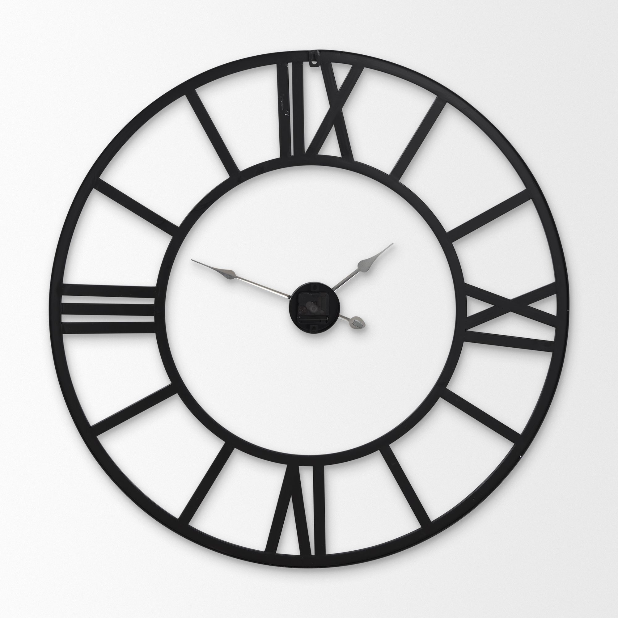 Mercana Stoke 42" Round Iron Wall Clock - Black