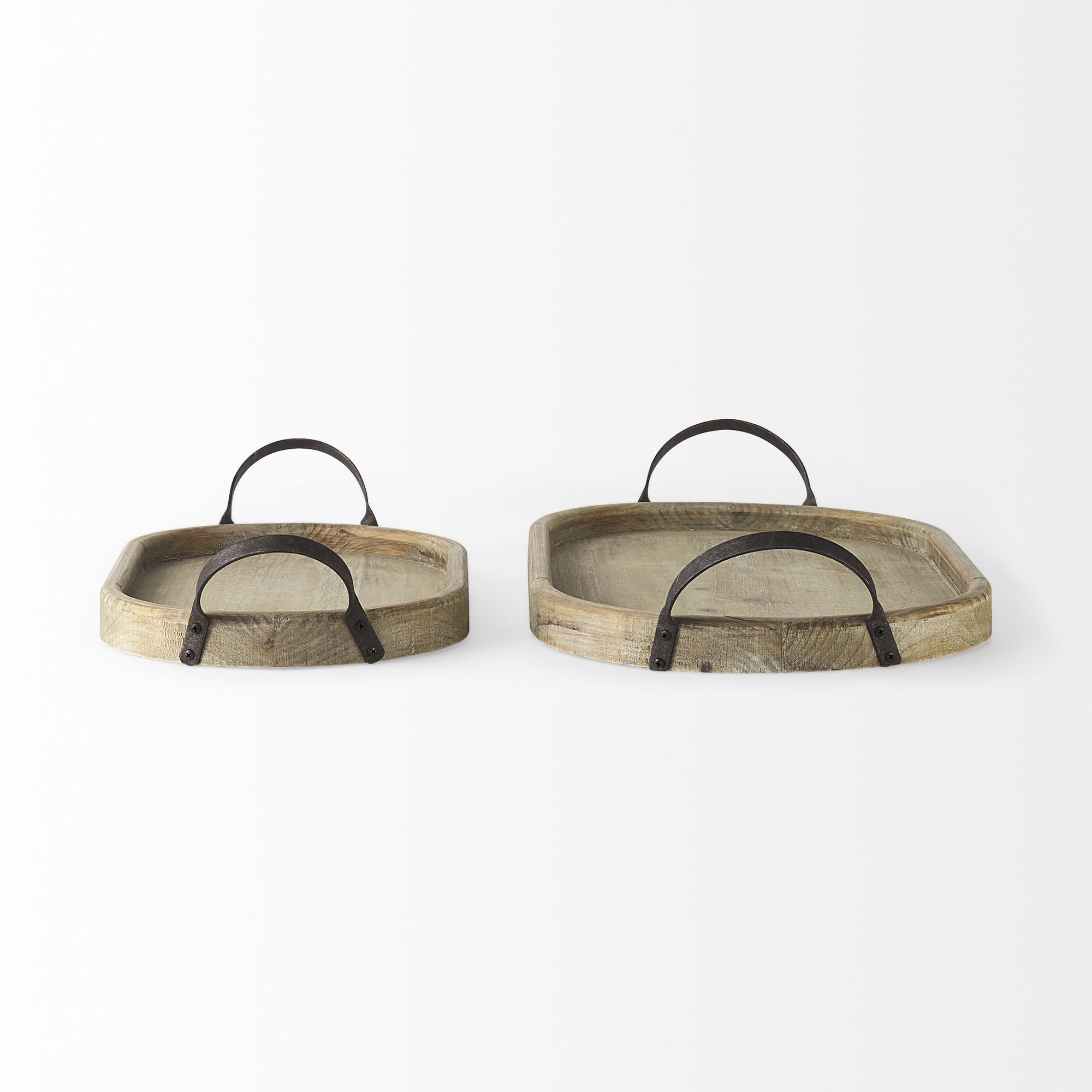 Mercana - Alina Light Brown Wood Trays (Set of 2)